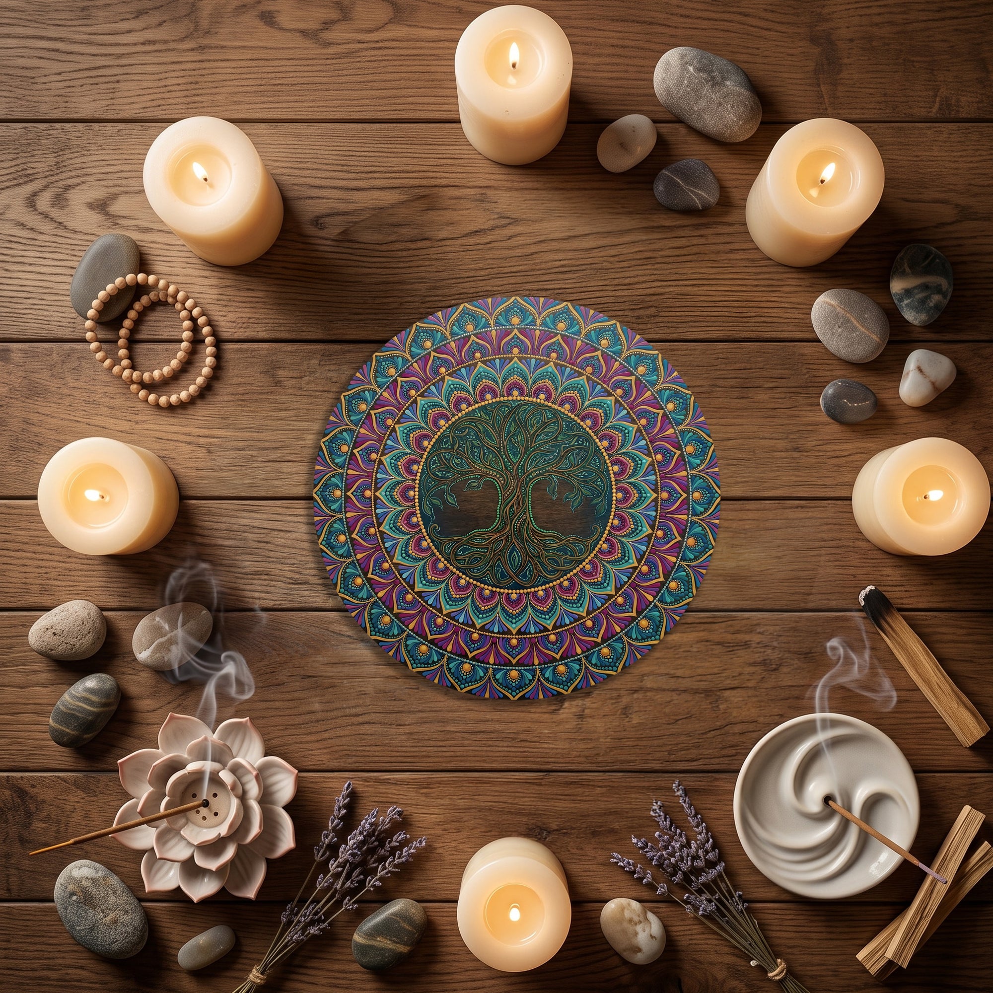 Colourful Tree of Life  Mandala Wall Art