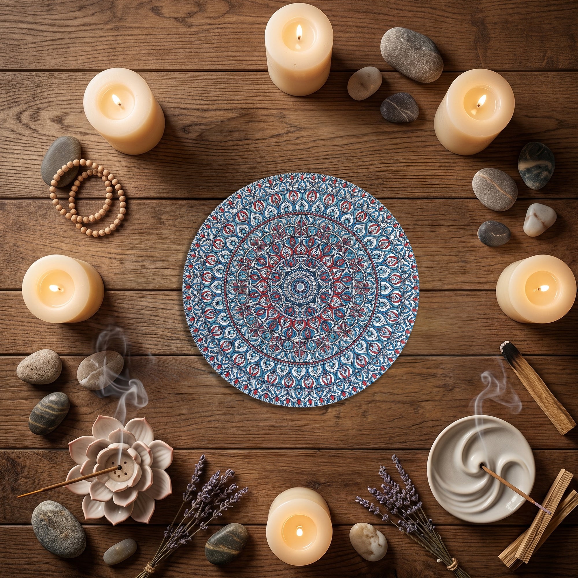 Serenity Blue Bloom Mandala Wall Art