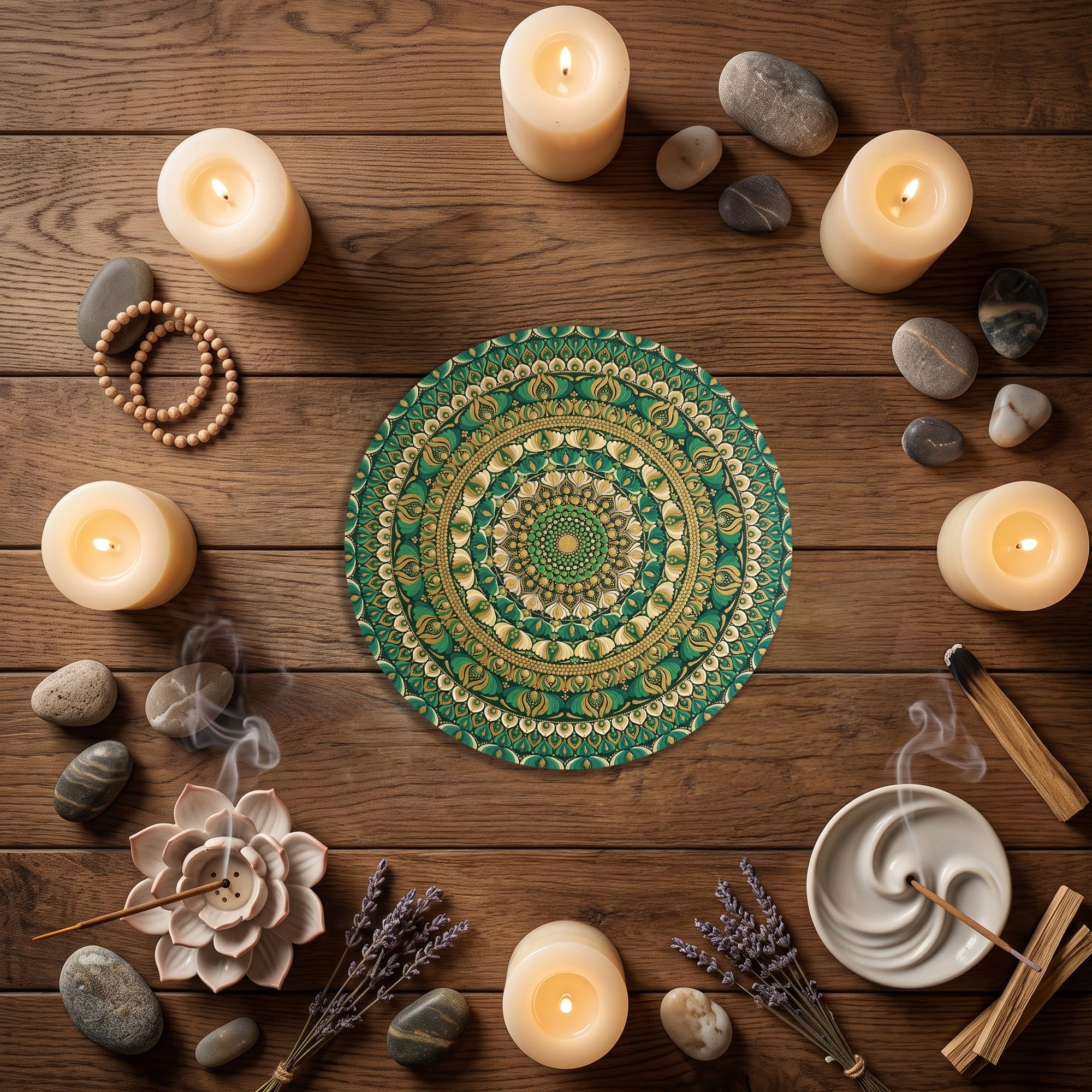 Emerald Harmony Mandala Wall Art