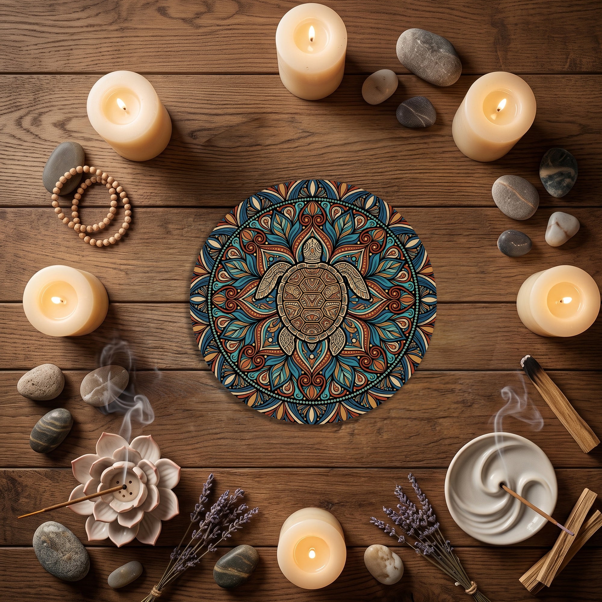Ocean Guardian Turtle Mandala Wall Art