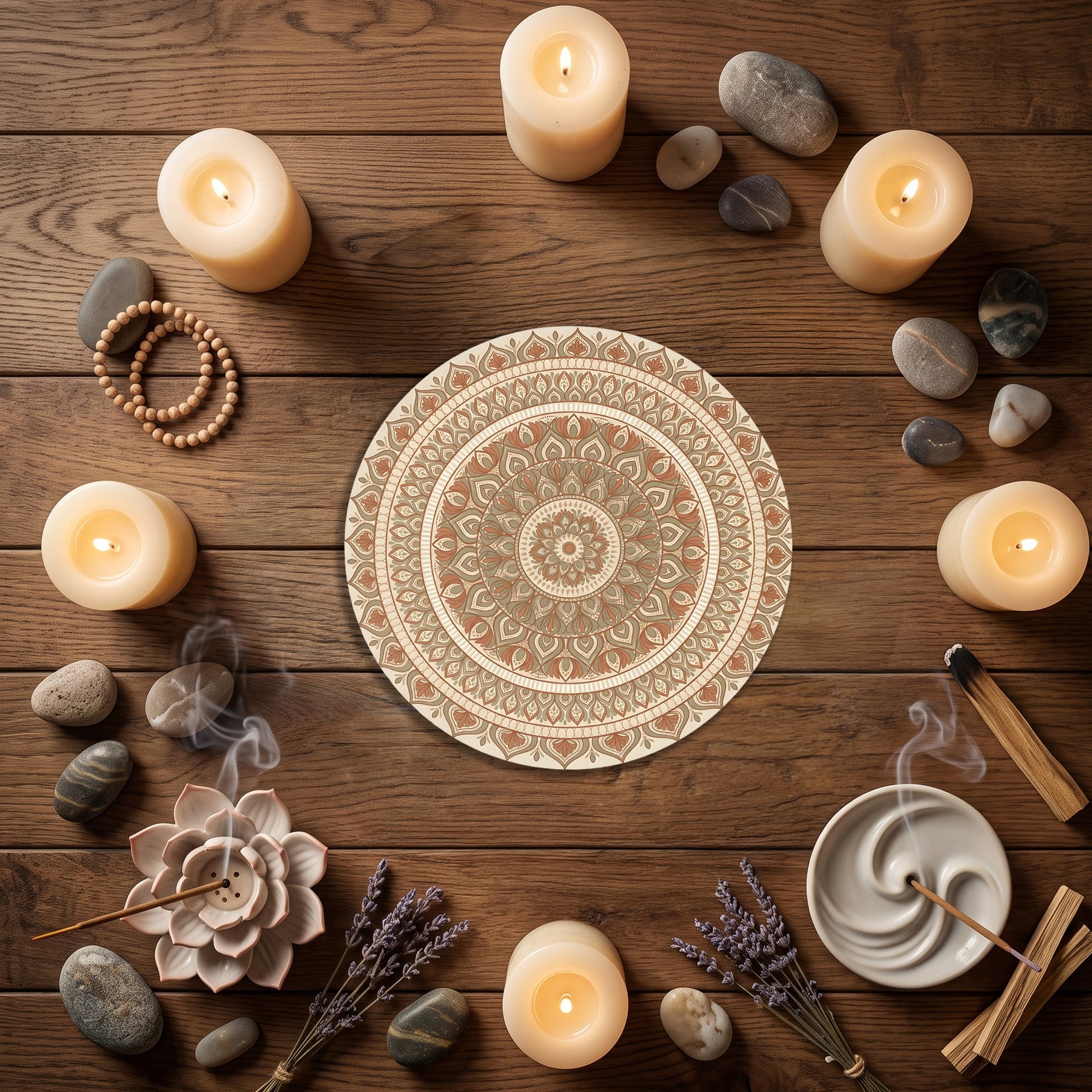 Neutral Beige Mandala Wall Art