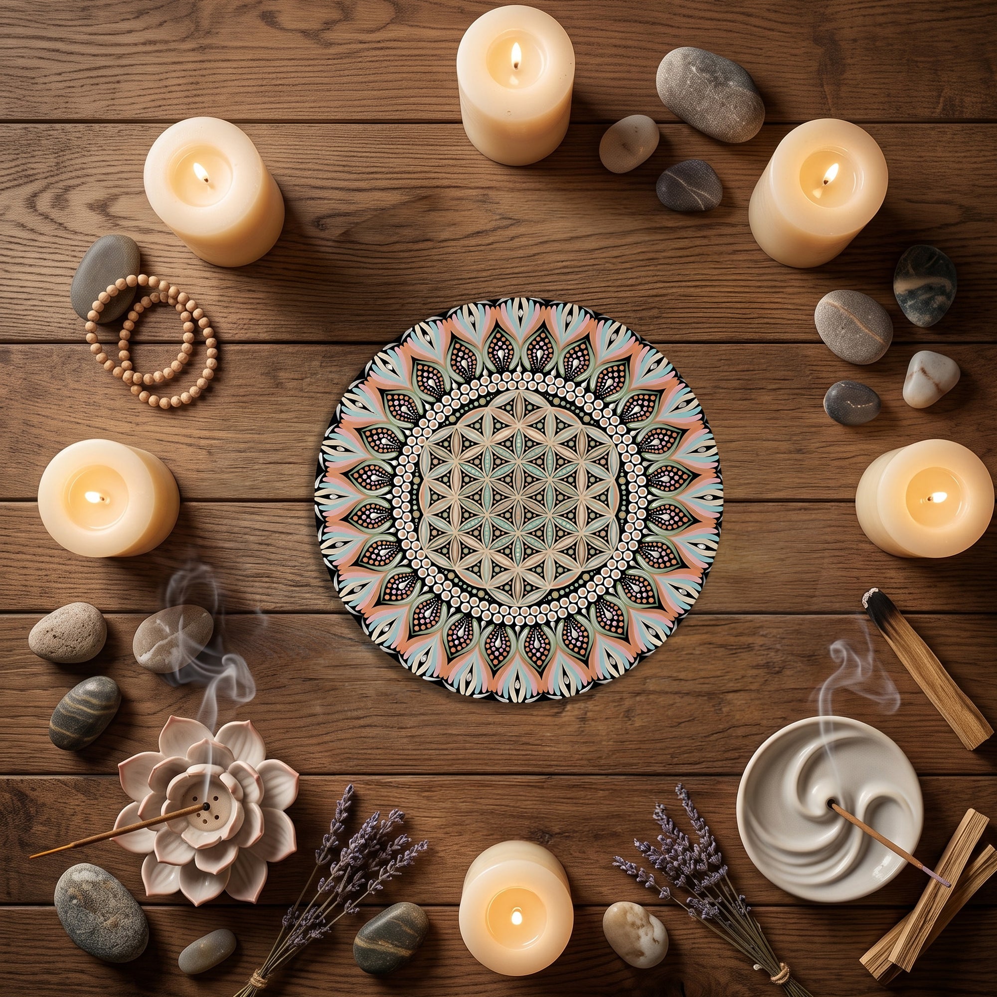 Pink Flower of Life Mandala Wall Art