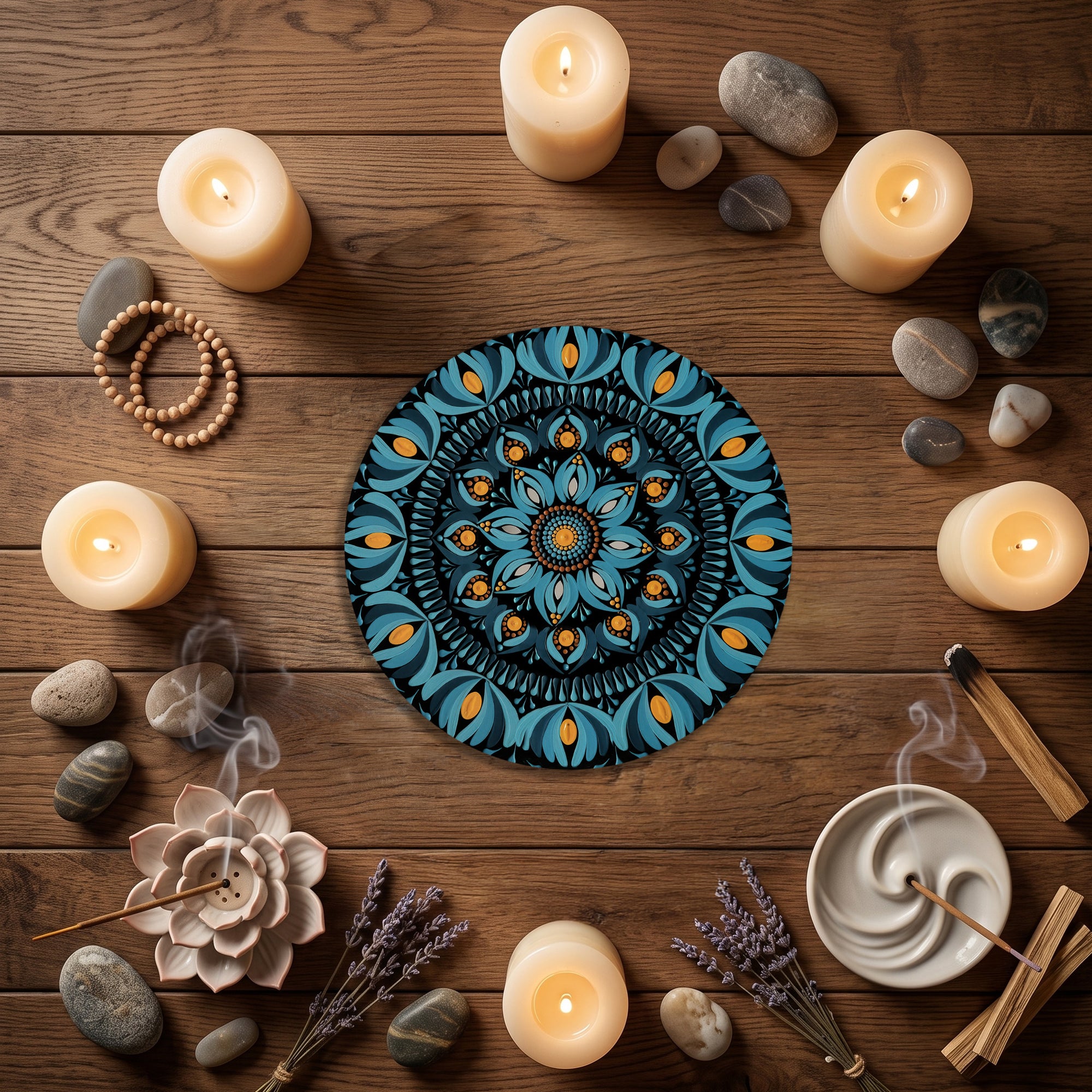 Blue Serenity Mandala Wall Art