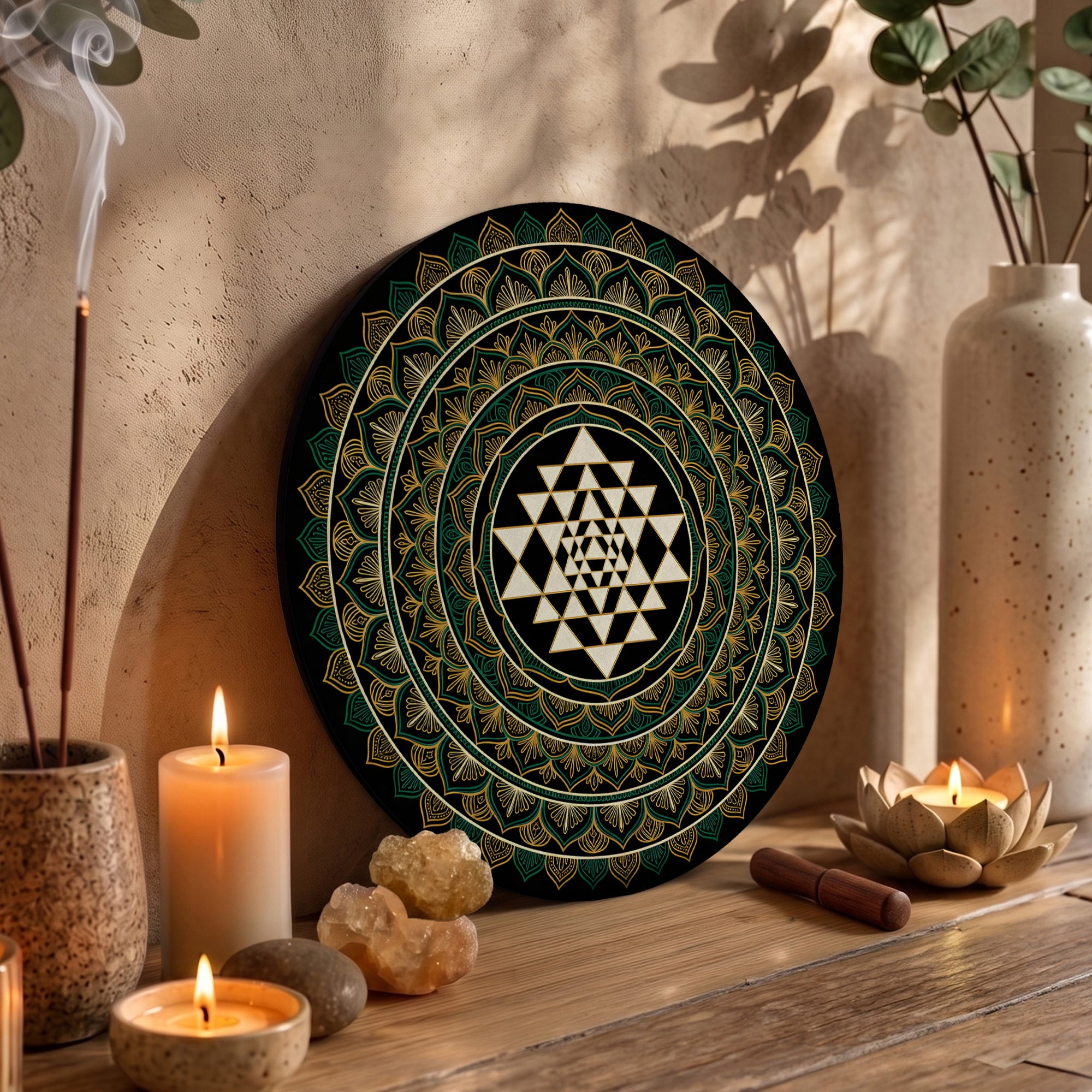Emerald Sri Yantra Mandala Wall Art