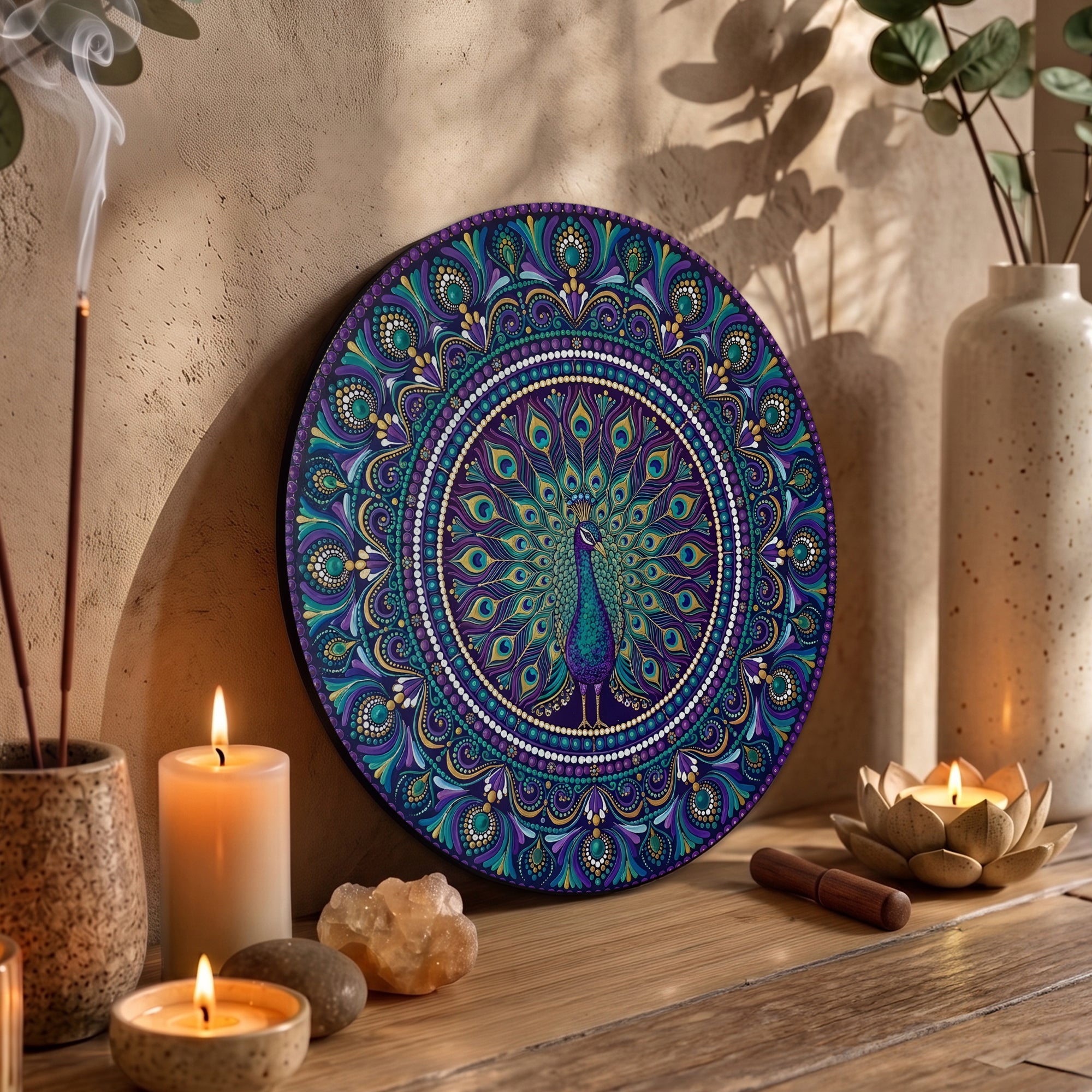 Royal Peacock Purple Mandala Wall Art
