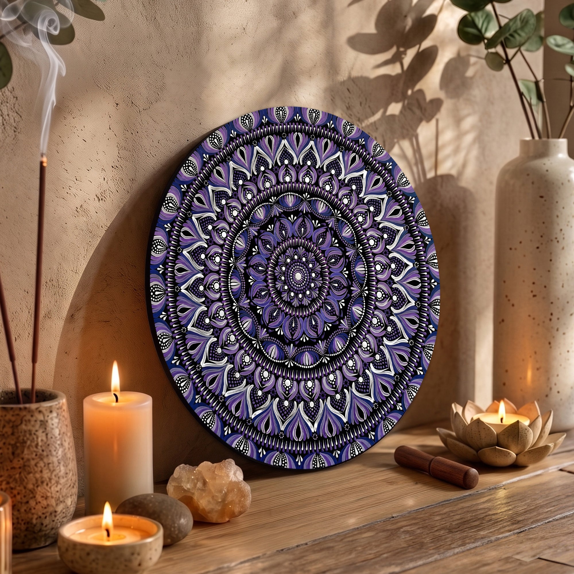 Purple Blossom Mandala Wall Art