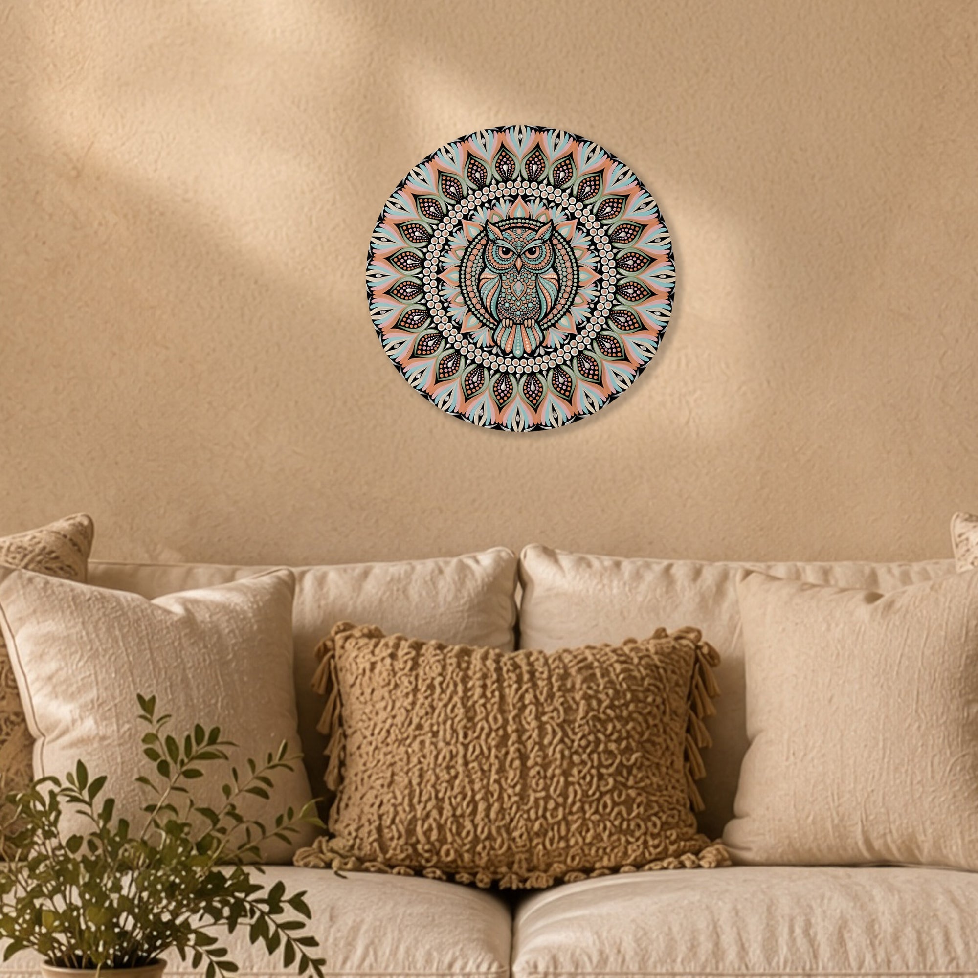 Pastel Owl Mandala Wall Art