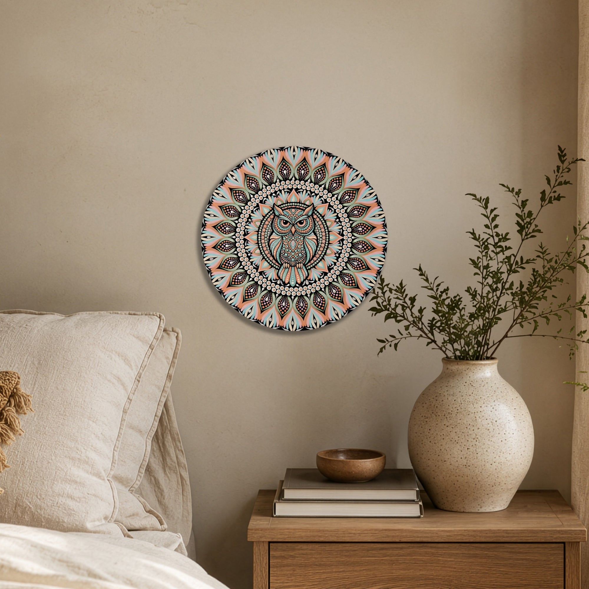 Pastel Owl Mandala Wall Art