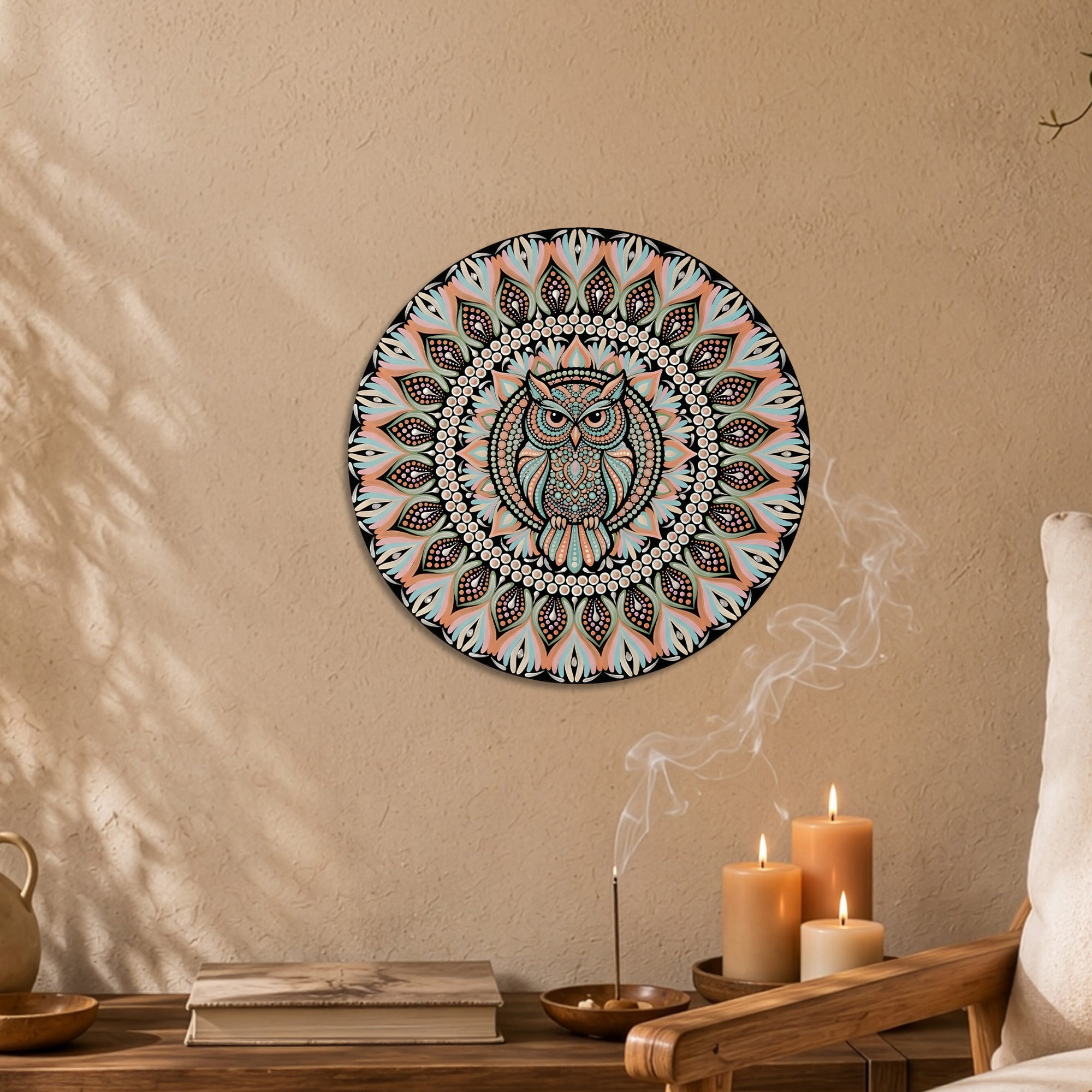 Pastel Owl Mandala Wall Art