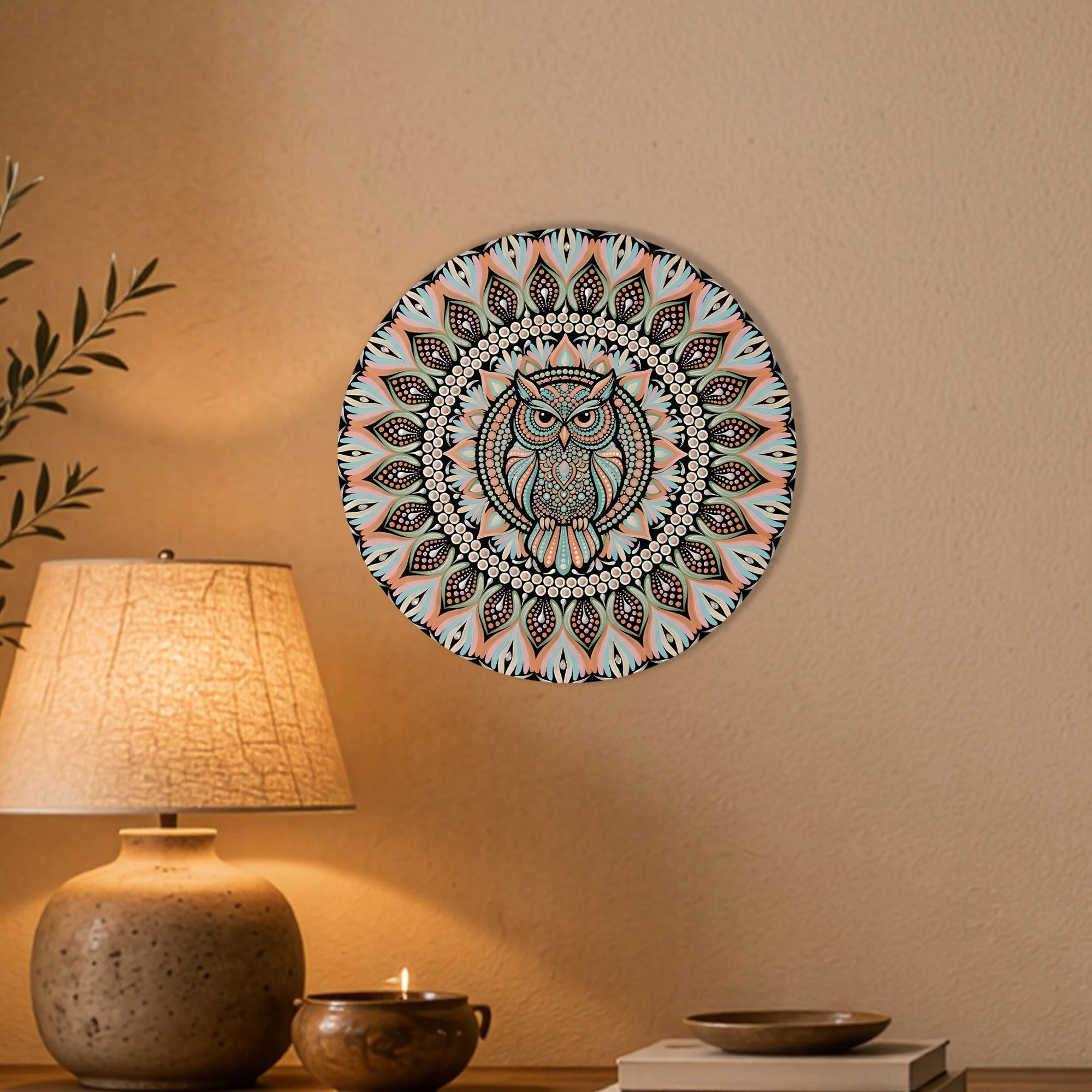 Pastel Owl Mandala Wall Art
