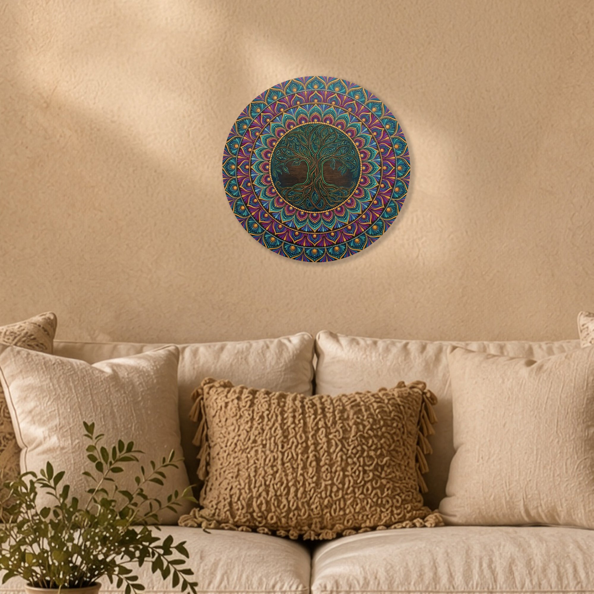 Green Tree of Life Mandala Wall Art