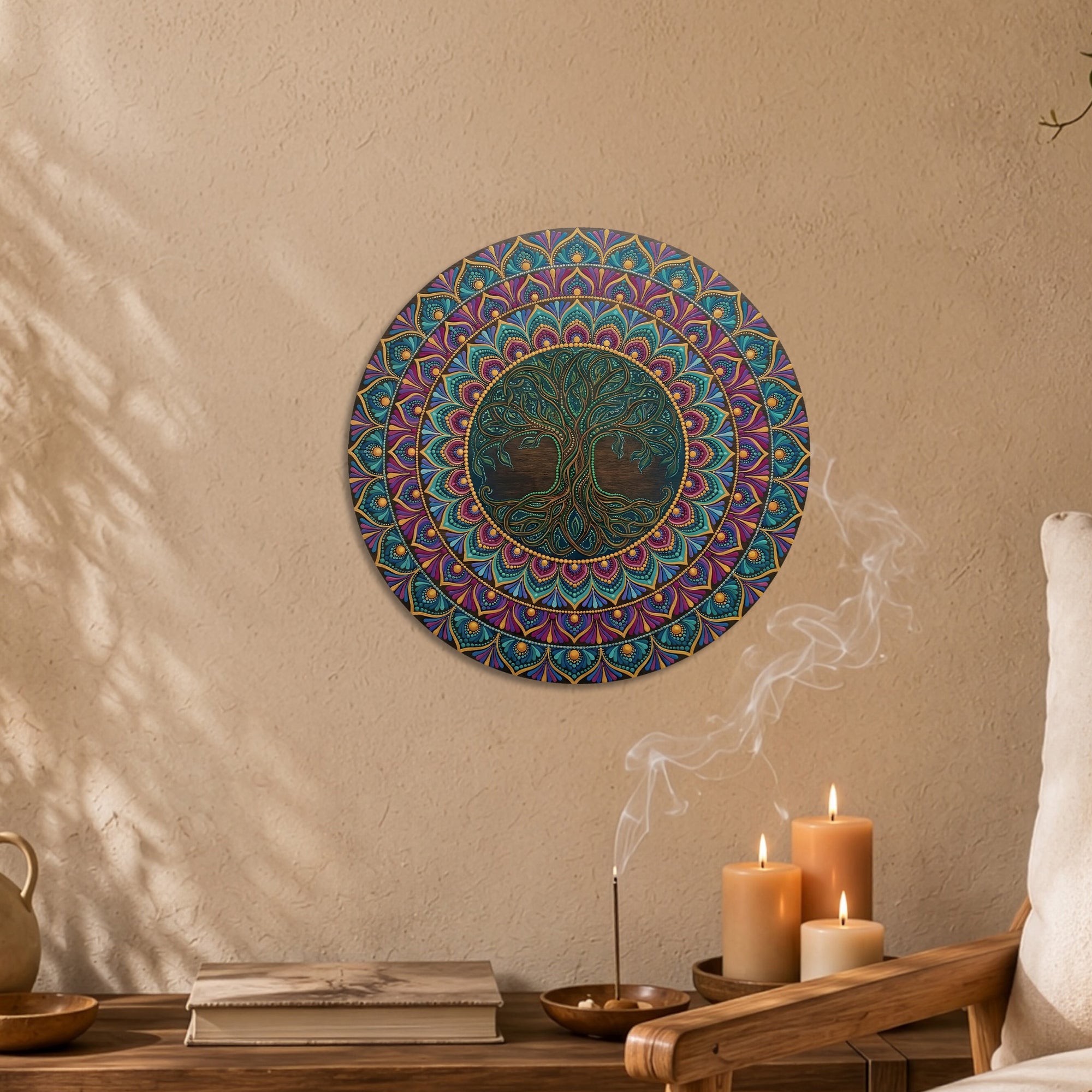 Green Tree of Life Mandala Wall Art