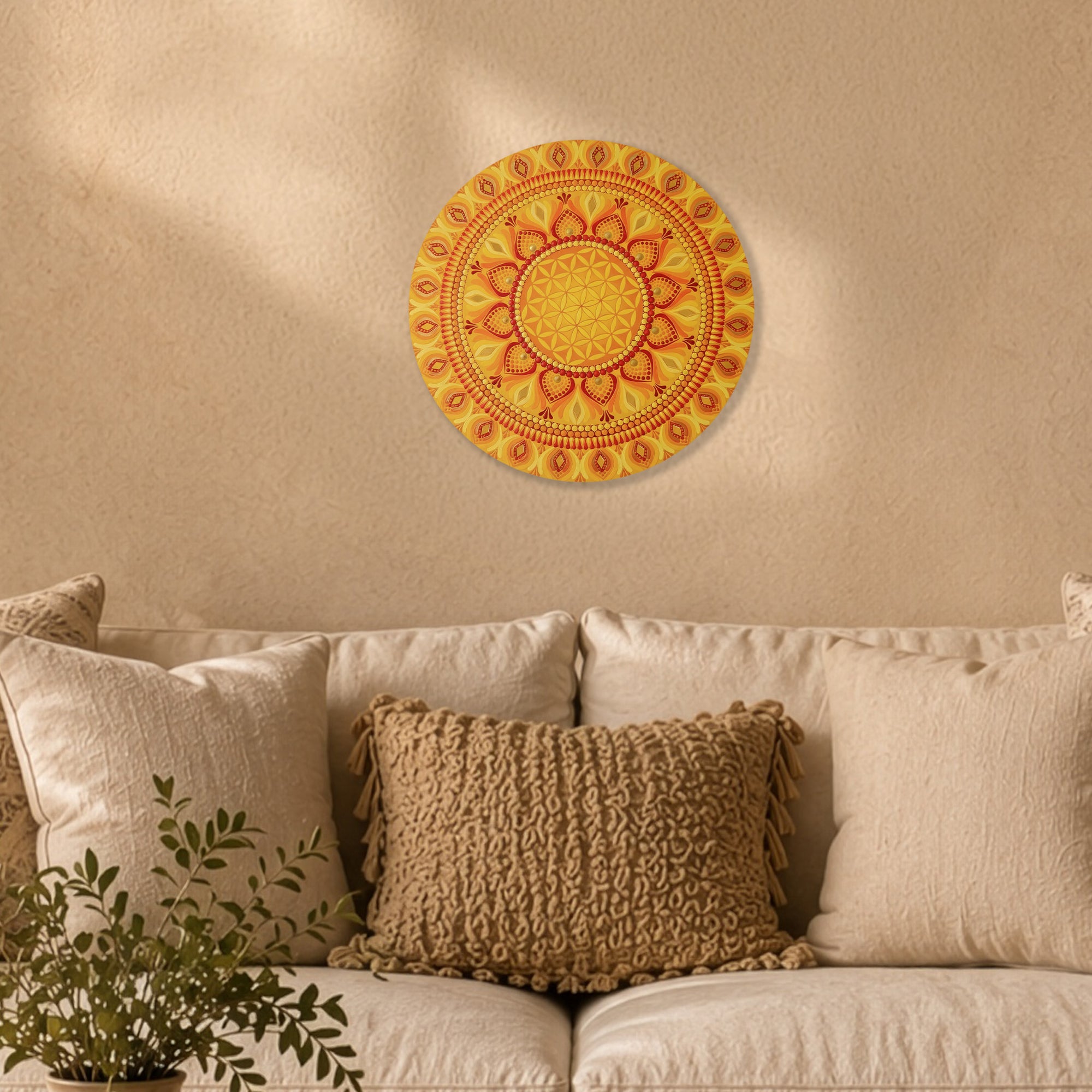 Yellow Flower of Life Mandala Wall Art
