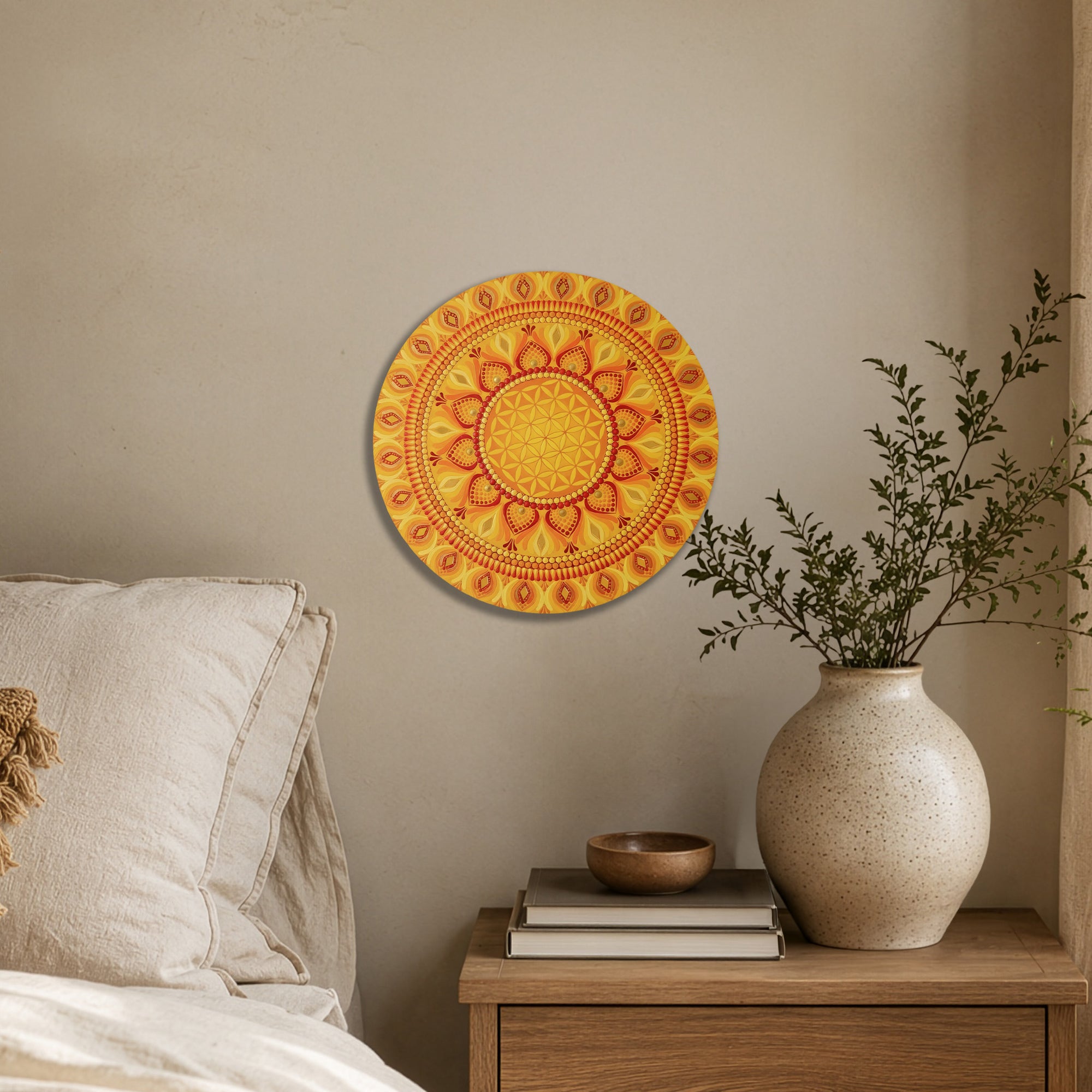 Yellow Flower of Life Mandala Wall Art