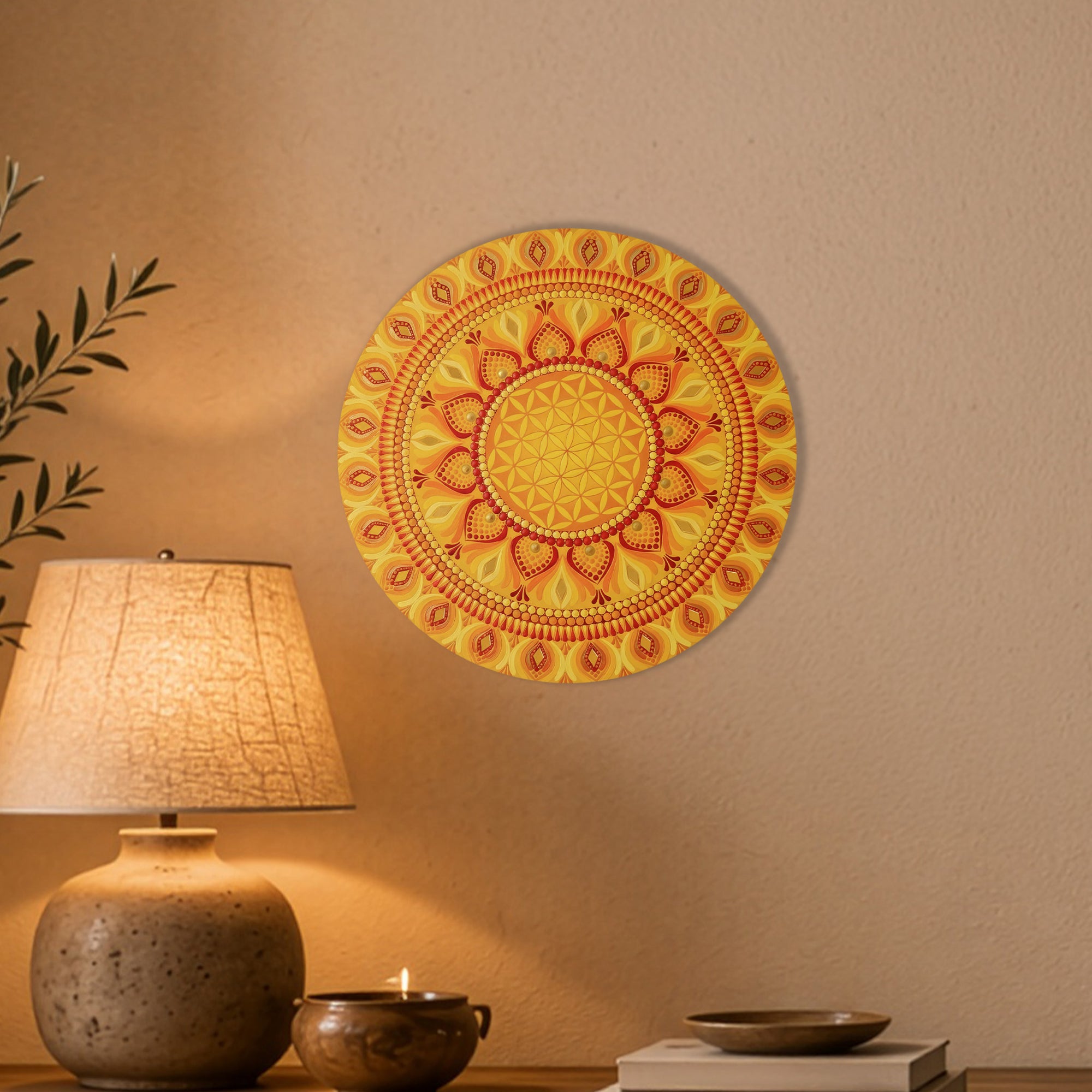 Yellow Flower of Life Mandala Wall Art