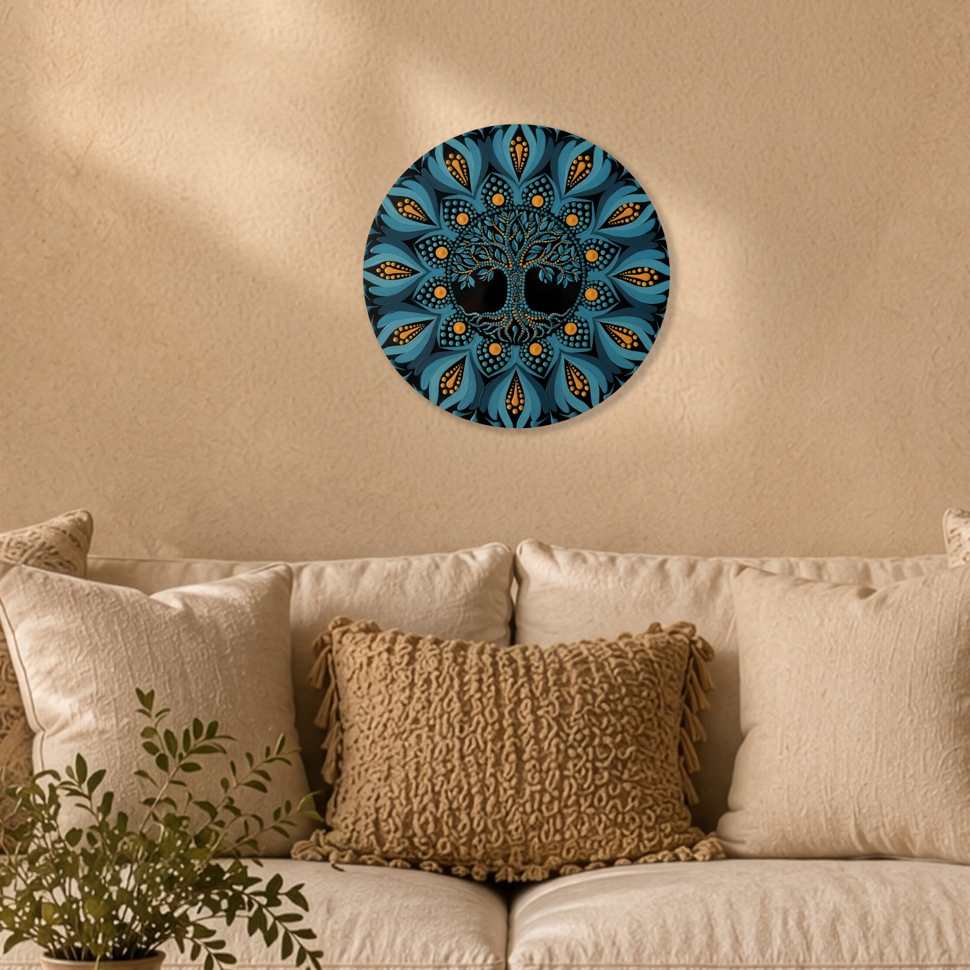 Blue Tree of Life Mandala Wall Art