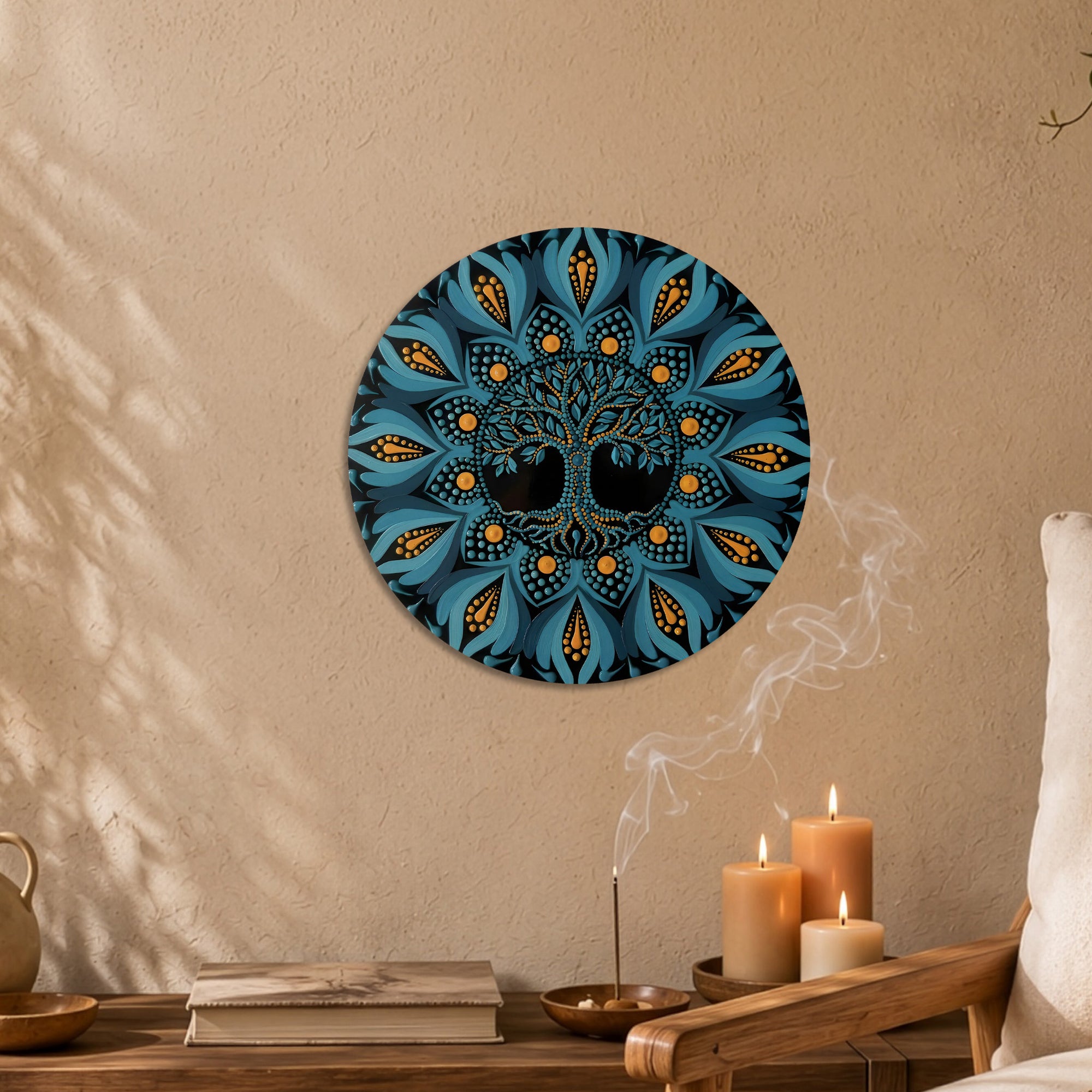 Blue Tree of Life Mandala Wall Art