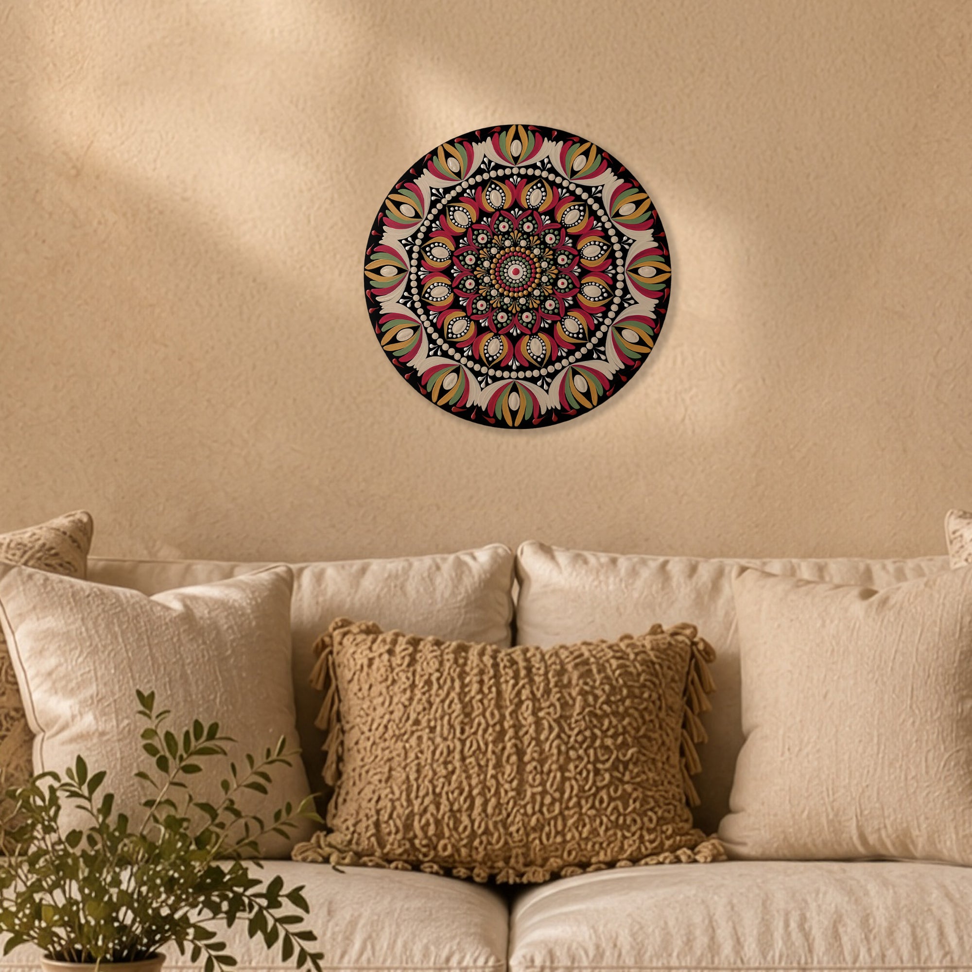 Ruby Blossom Mandala Wall Art