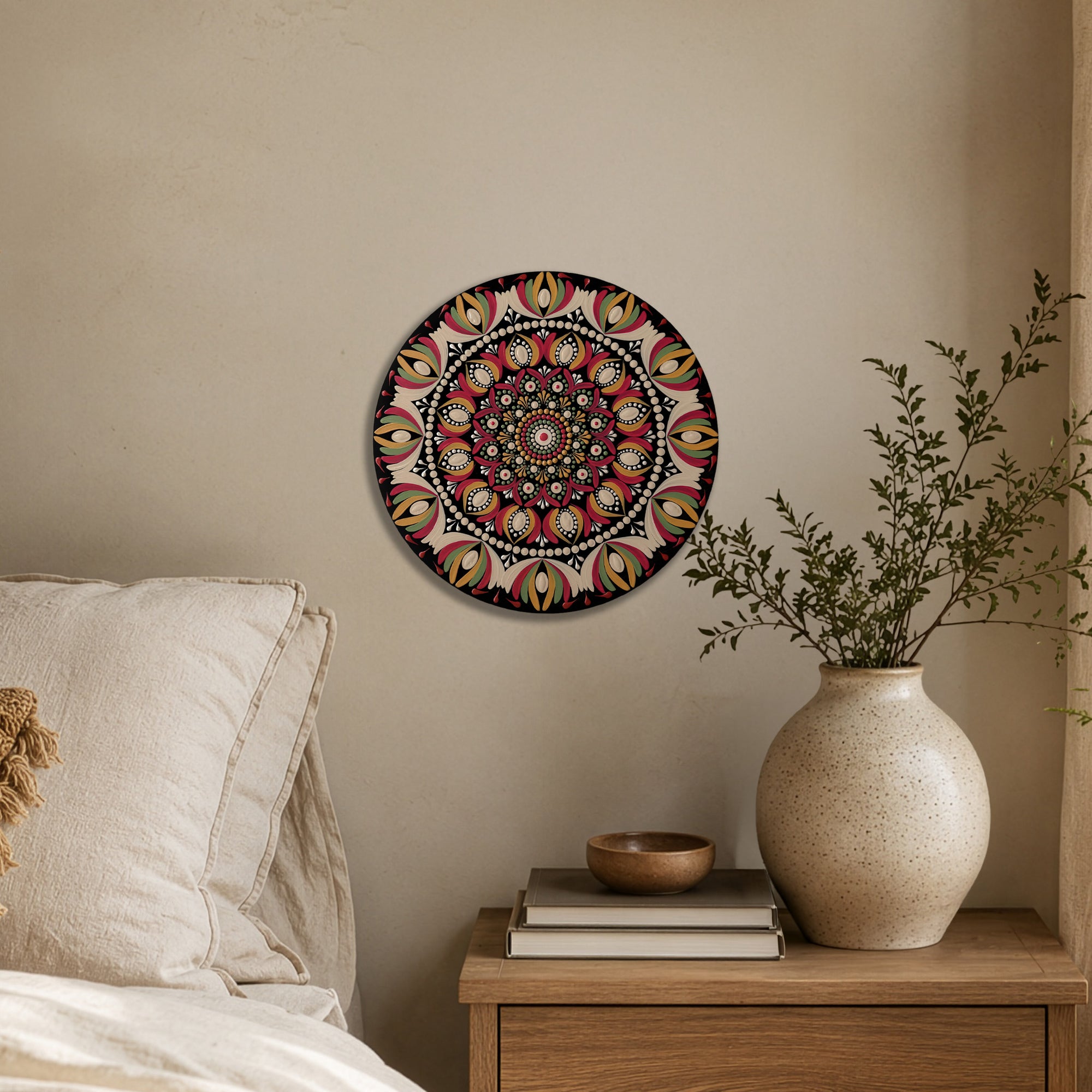 Ruby Blossom Mandala Wall Art