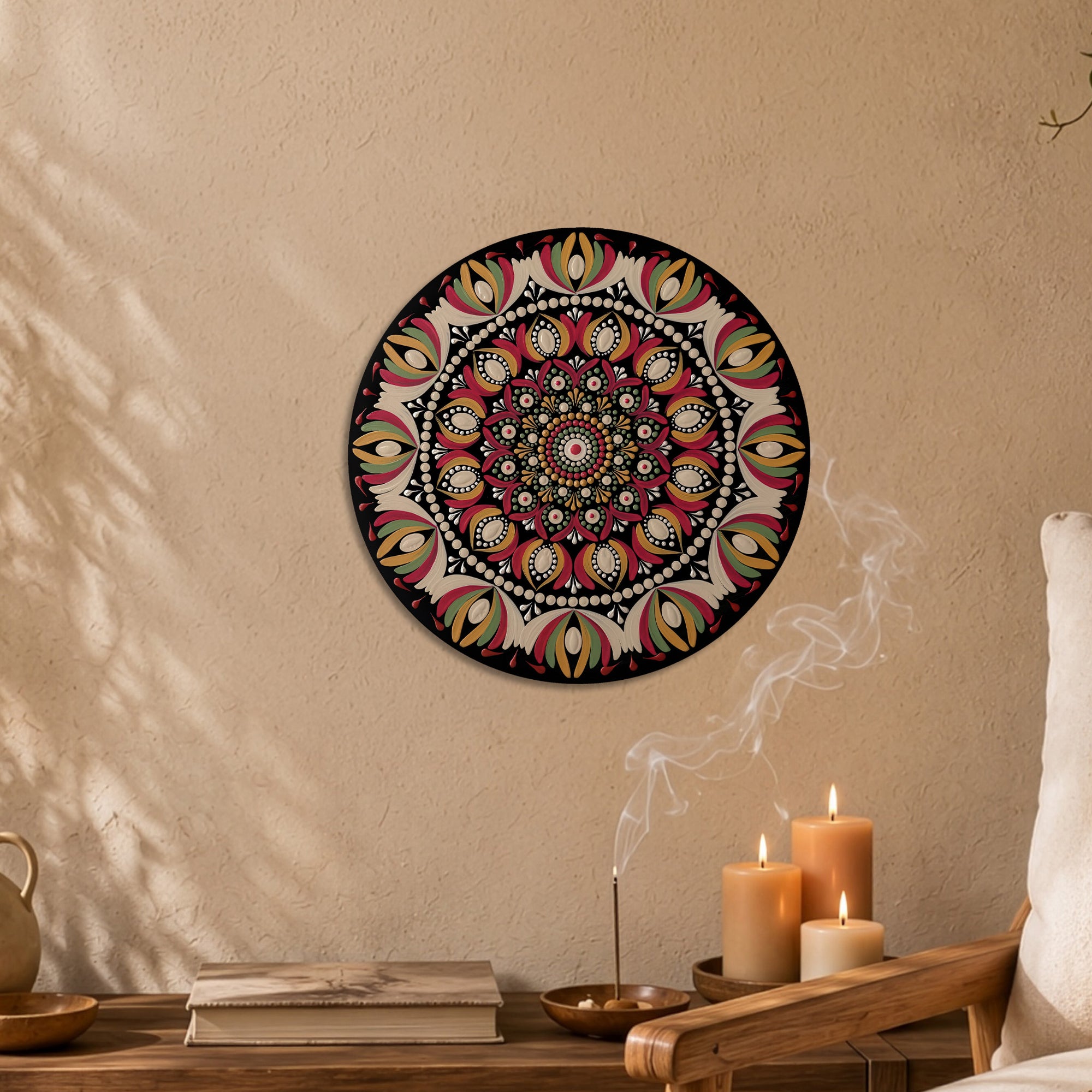 Ruby Blossom Mandala Wall Art