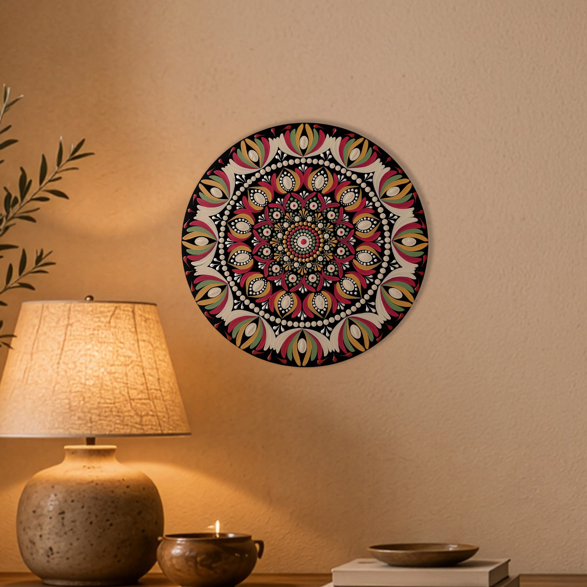 Ruby Blossom Mandala Wall Art