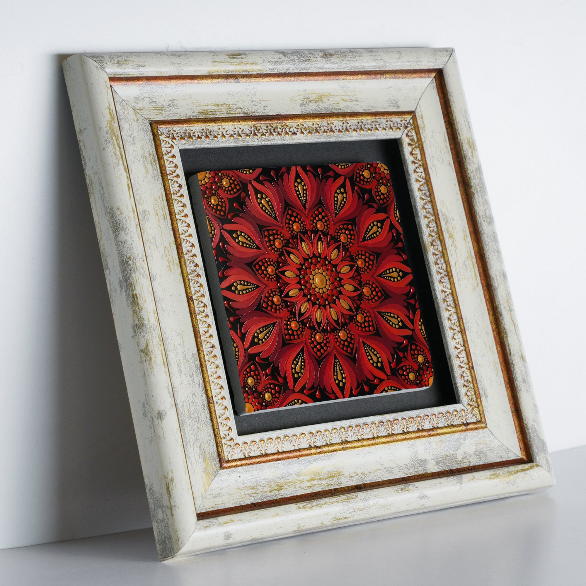 Green Red Blue Floral Mandala Trio Wall Art