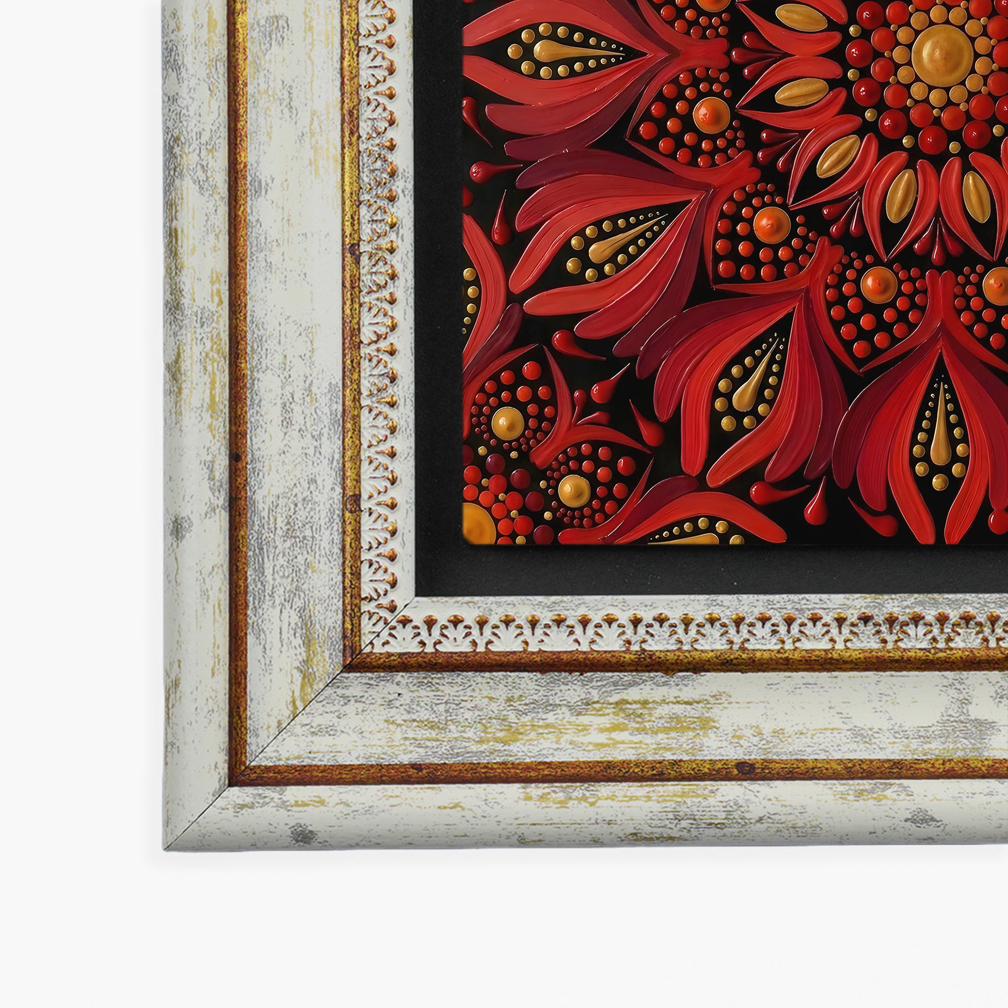 Green Red Blue Floral Mandala Trio Wall Art