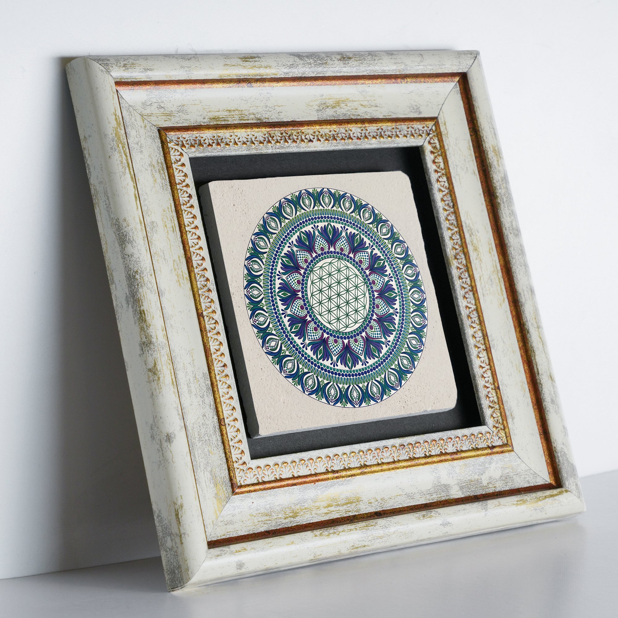 Golden Flower of Life Mandala Trio Wall Art