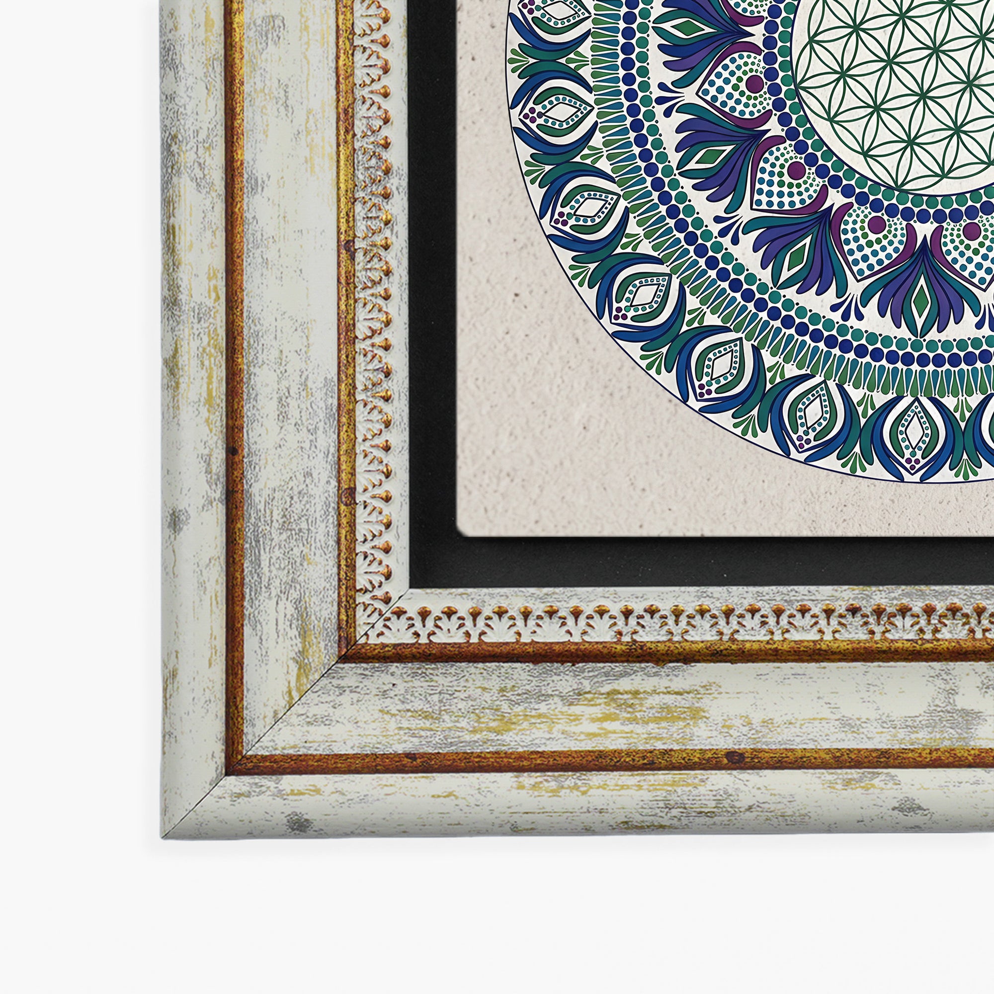 Golden Flower of Life Mandala Trio Wall Art