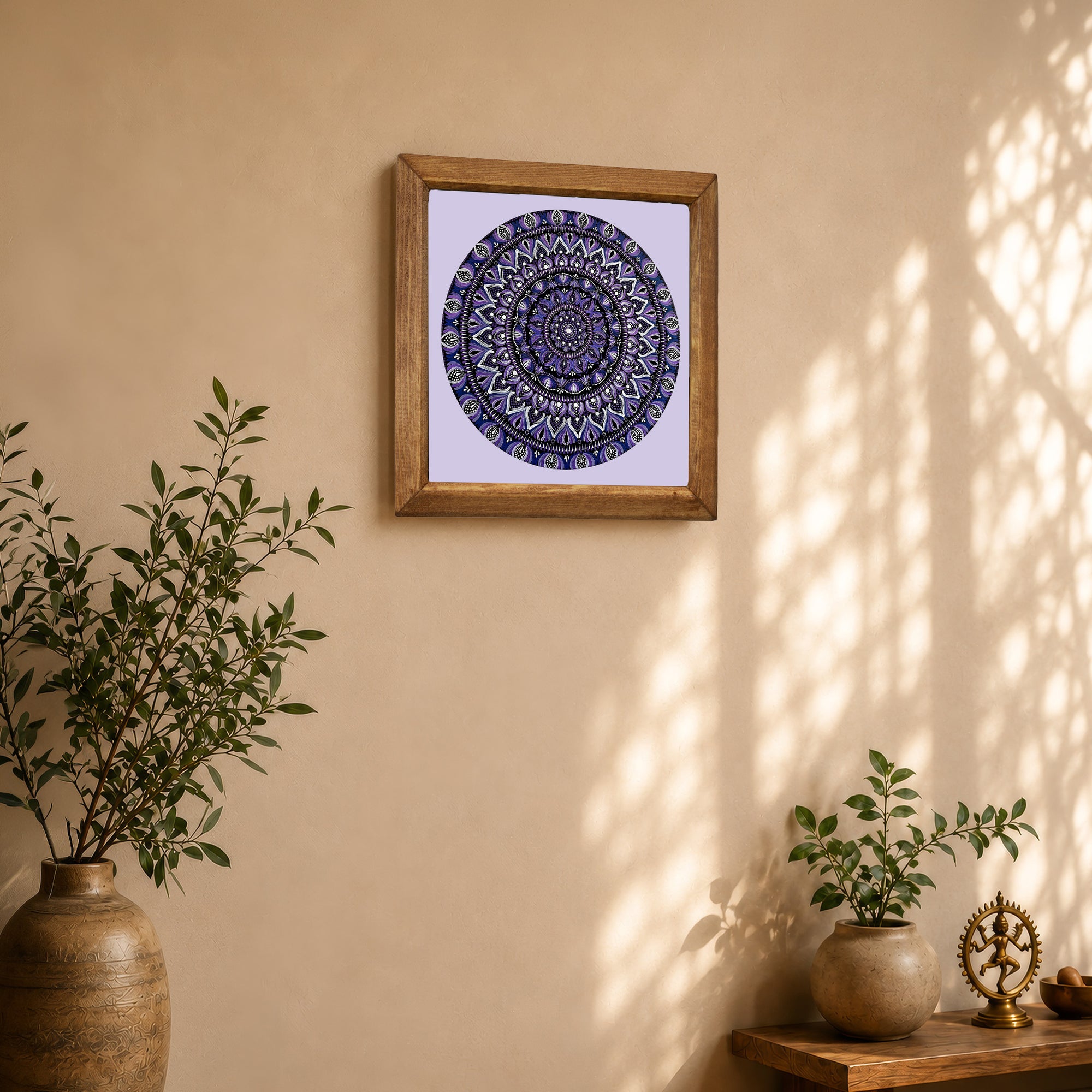 Purple Lotus Mandala Stone Wall Art