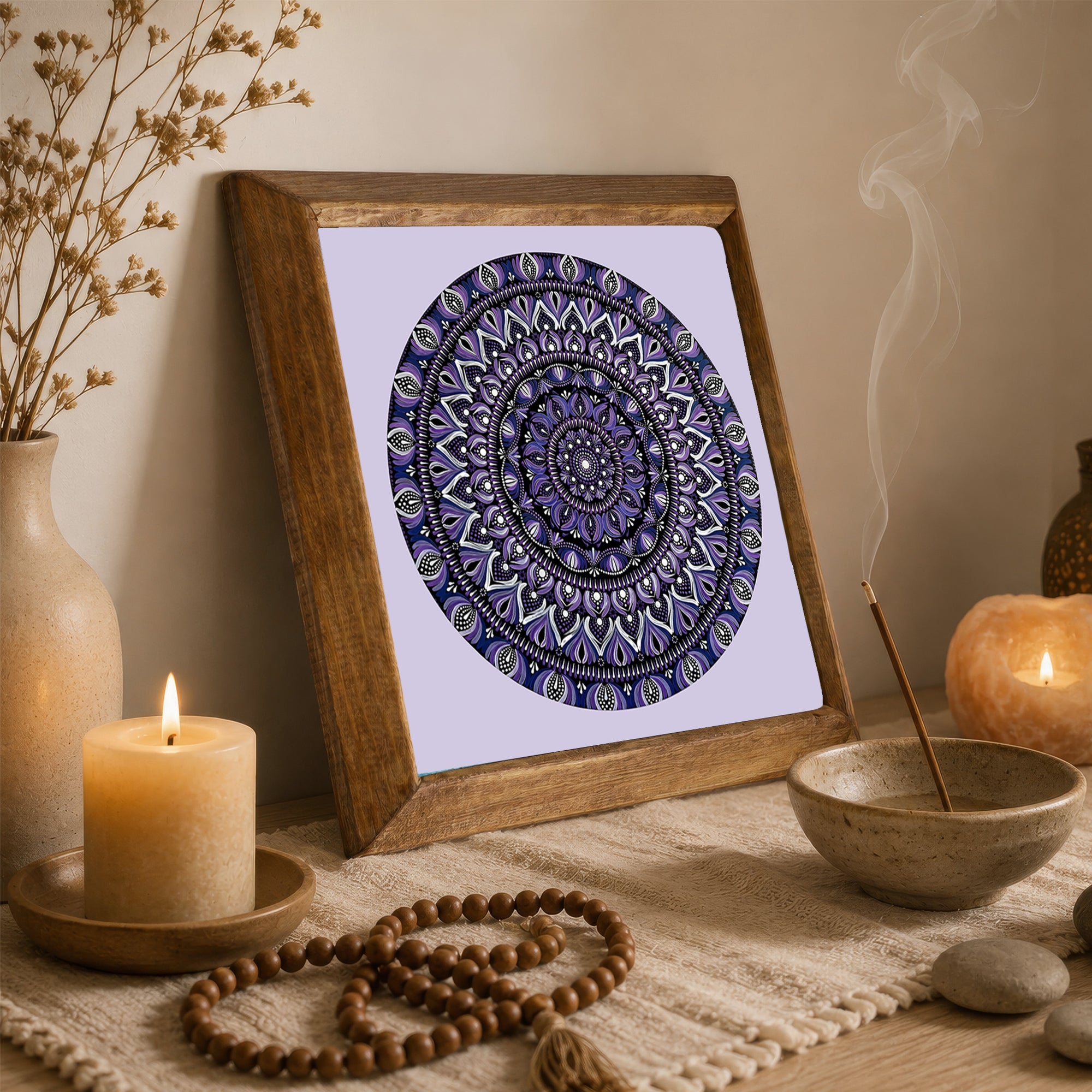 Purple Harmony Mandala Duo Stone Wall Art Set