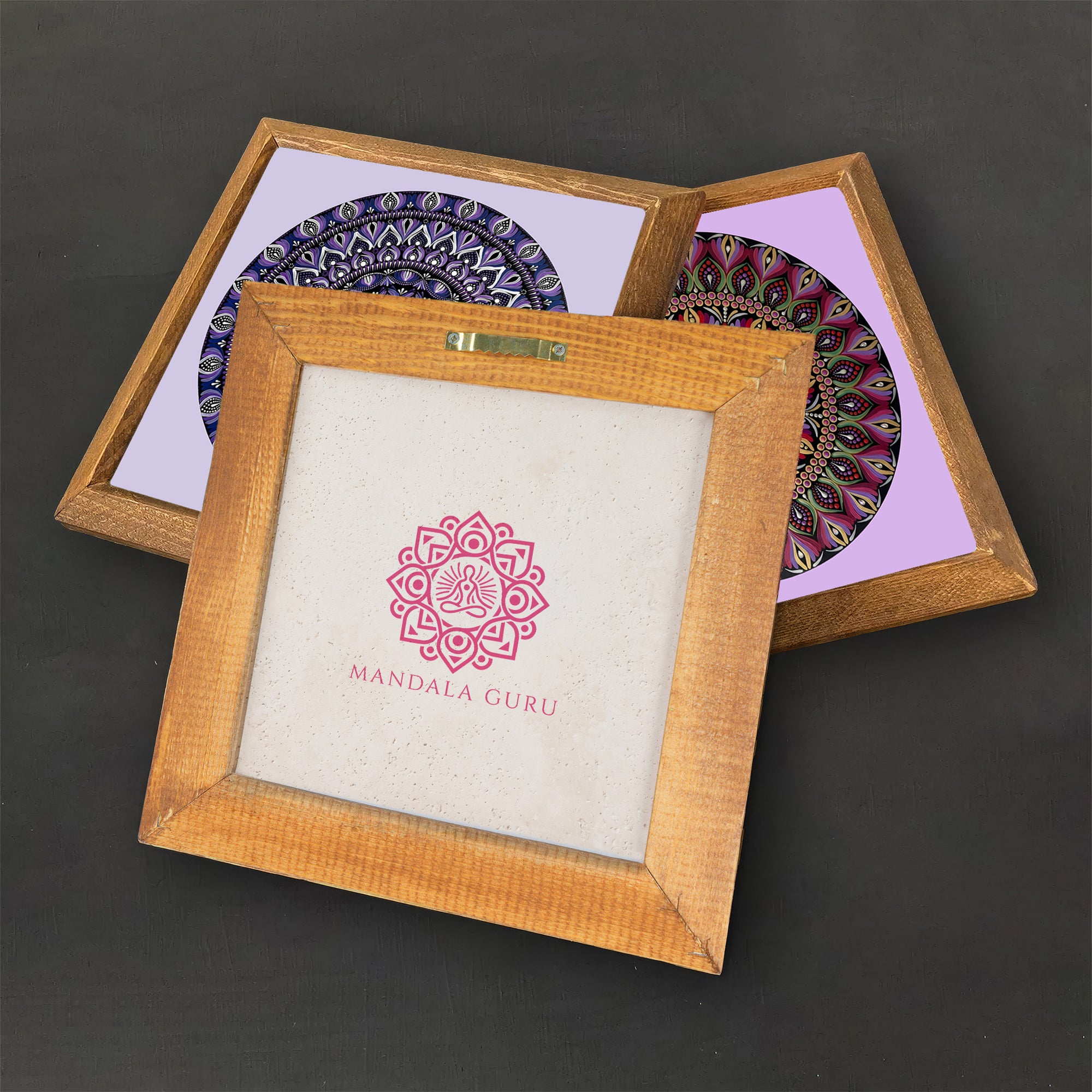 Purple Harmony Mandala Duo Stone Wall Art Set