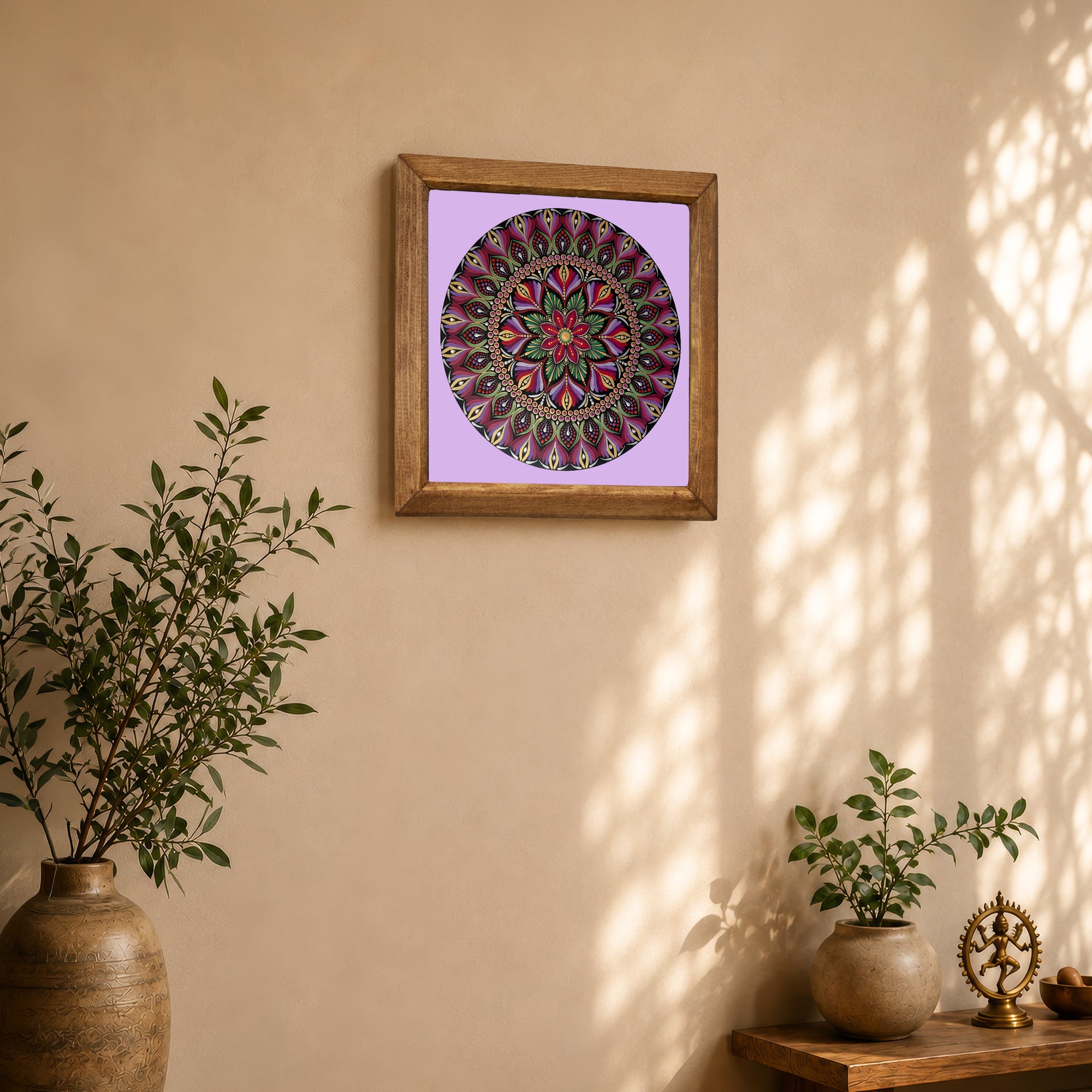 Floral Purple Mandala Stone Wall Art