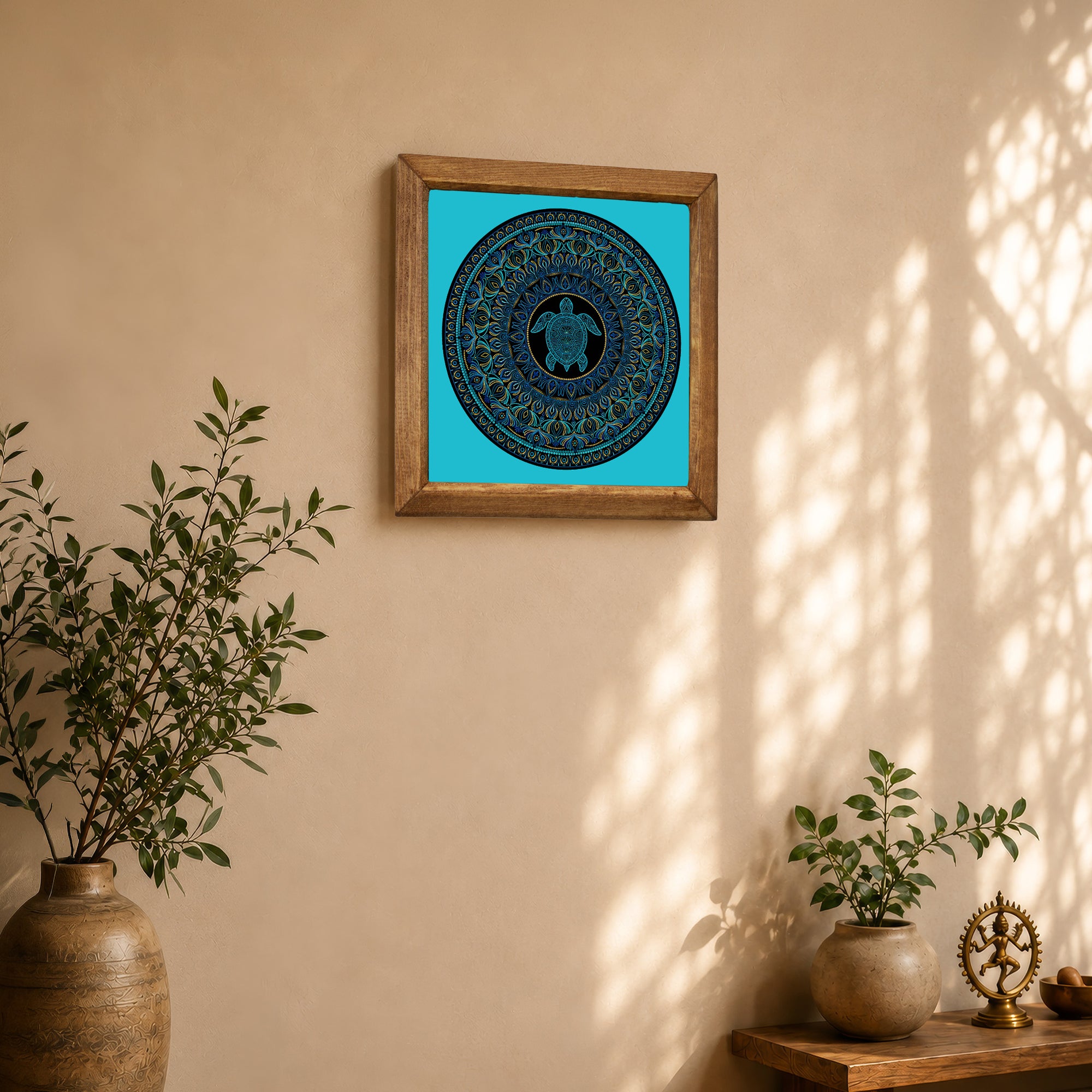 Sea Turtle Mandala Stone Wall Art