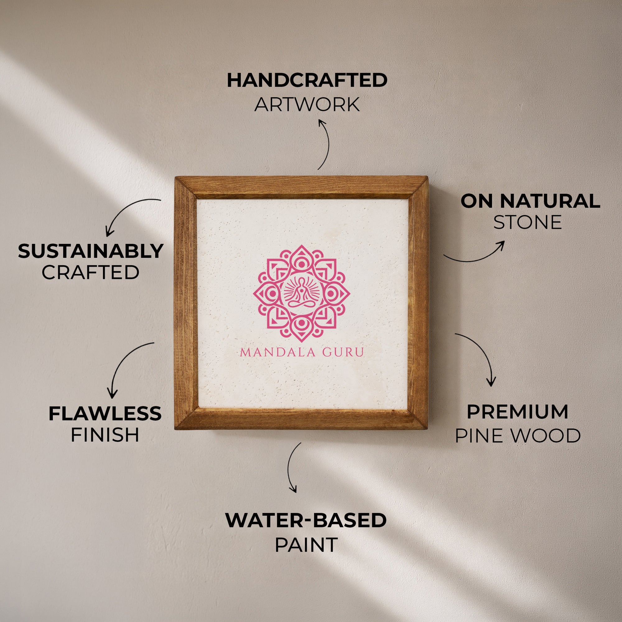 Earthy Owl Mandala Stone Wall Art