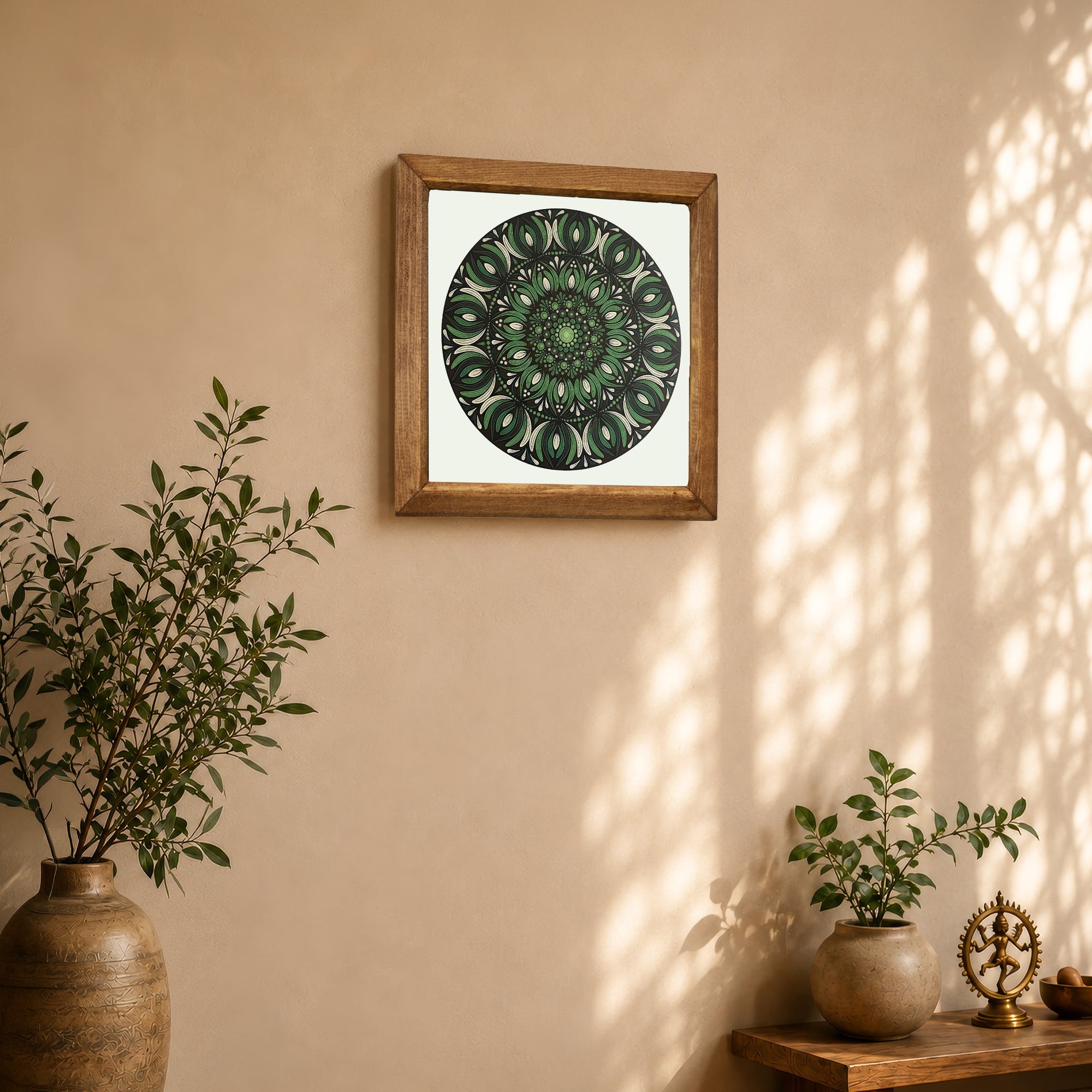 Emerald Green Mandala Stone Wall Art
