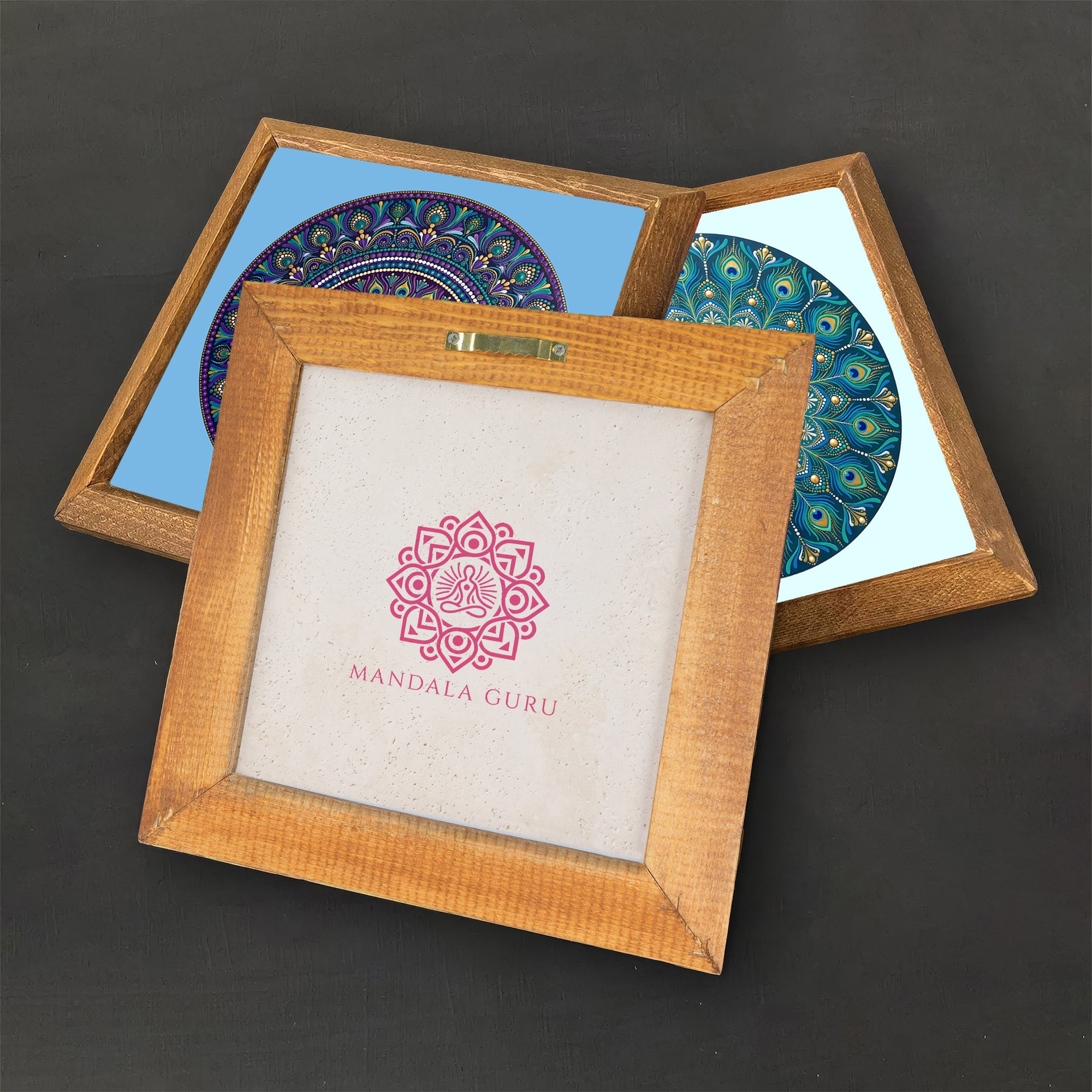 Peacock &amp; Elephant Mandala Duo Stone Wall Art Set