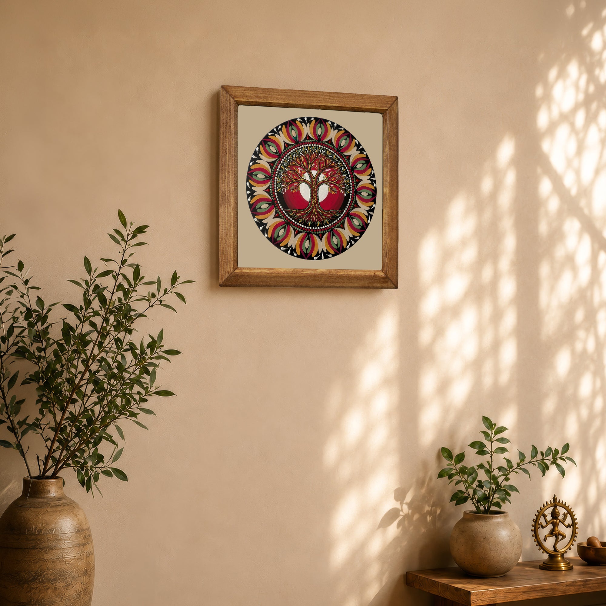 Fiery Tree of Life Mandala Stone Wall Art