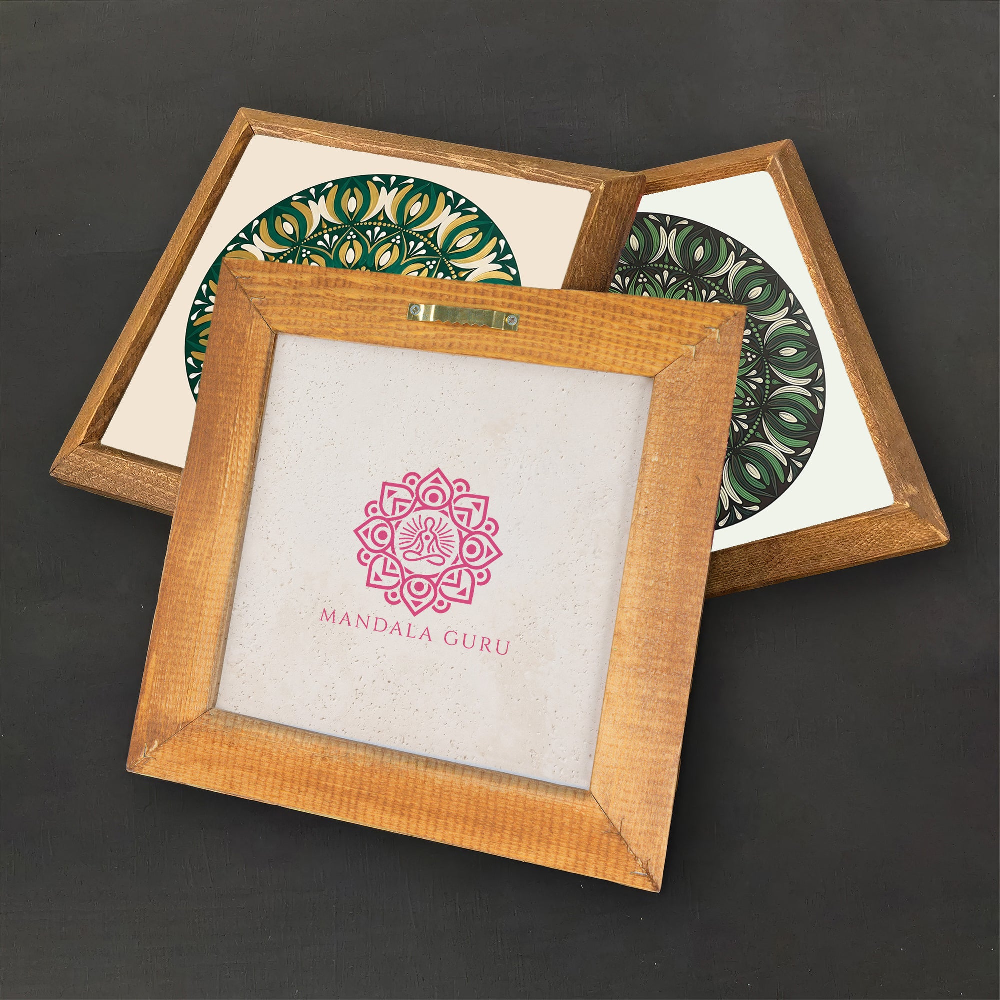 Emerald Harmony Mandala Duo Stone Wall Art Set
