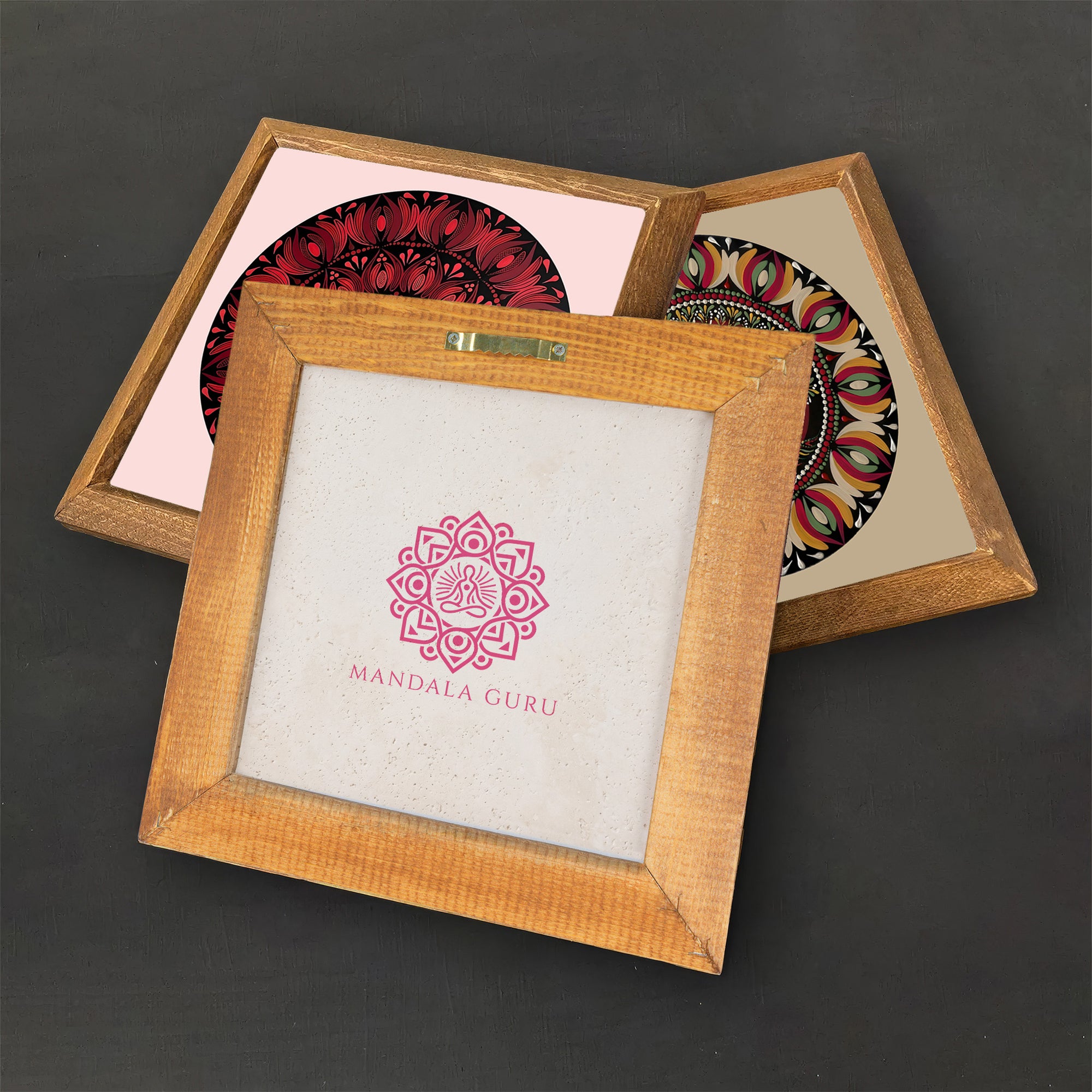 Red Mandala &amp; Tree of Life Duo Stone Wall Art Set