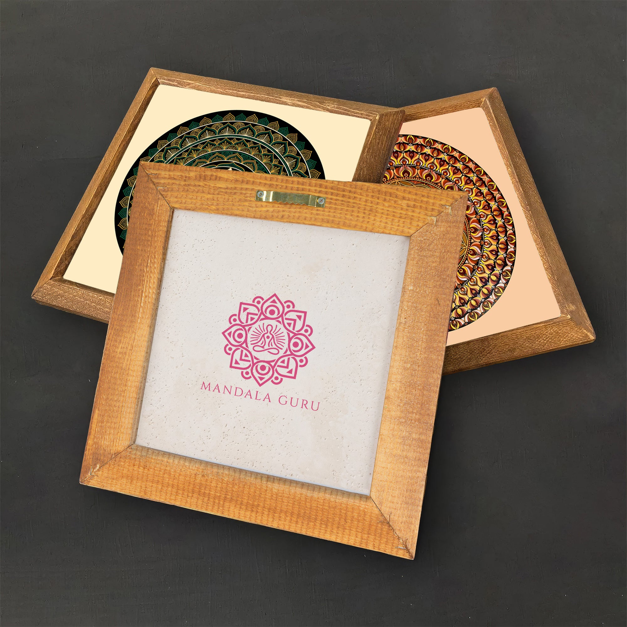 Sri Yantra &amp; Flower of Life Duo Stone Wall Art Set