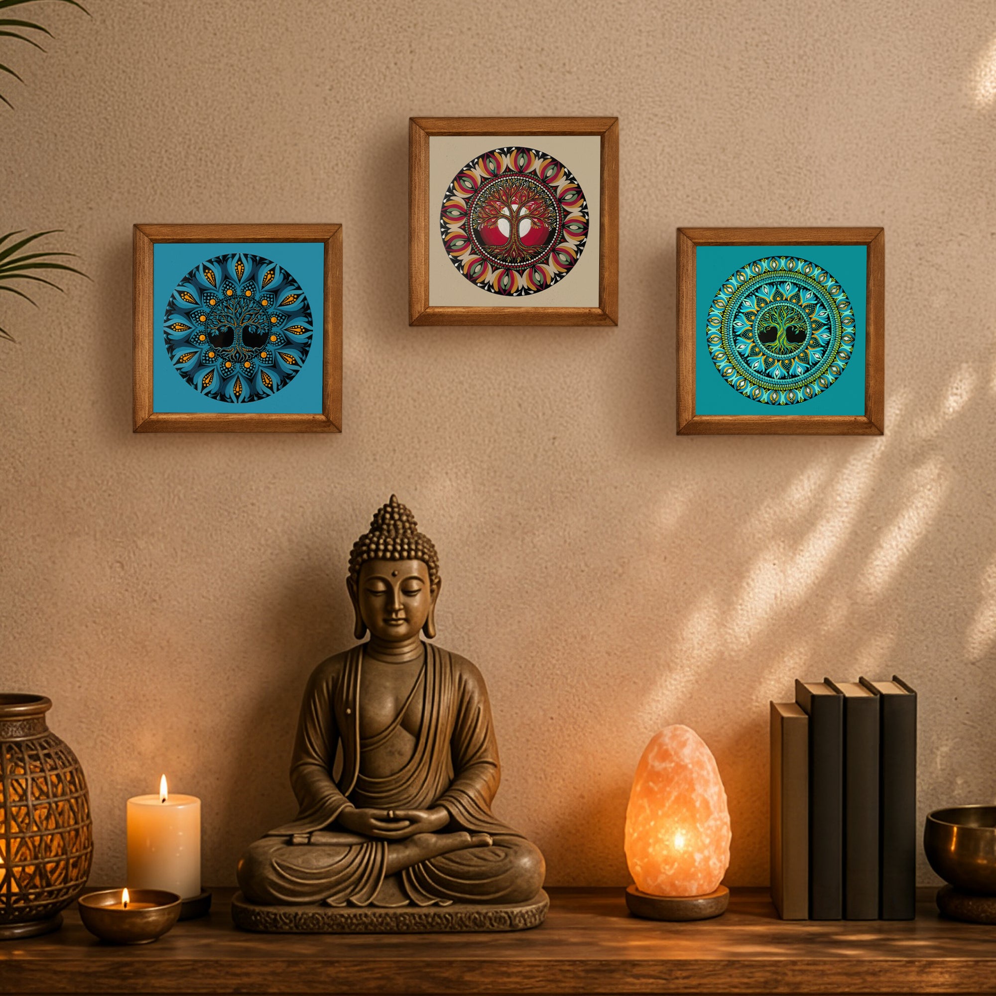 Tree of Life Mandala Trio Stone Wall Art Set
