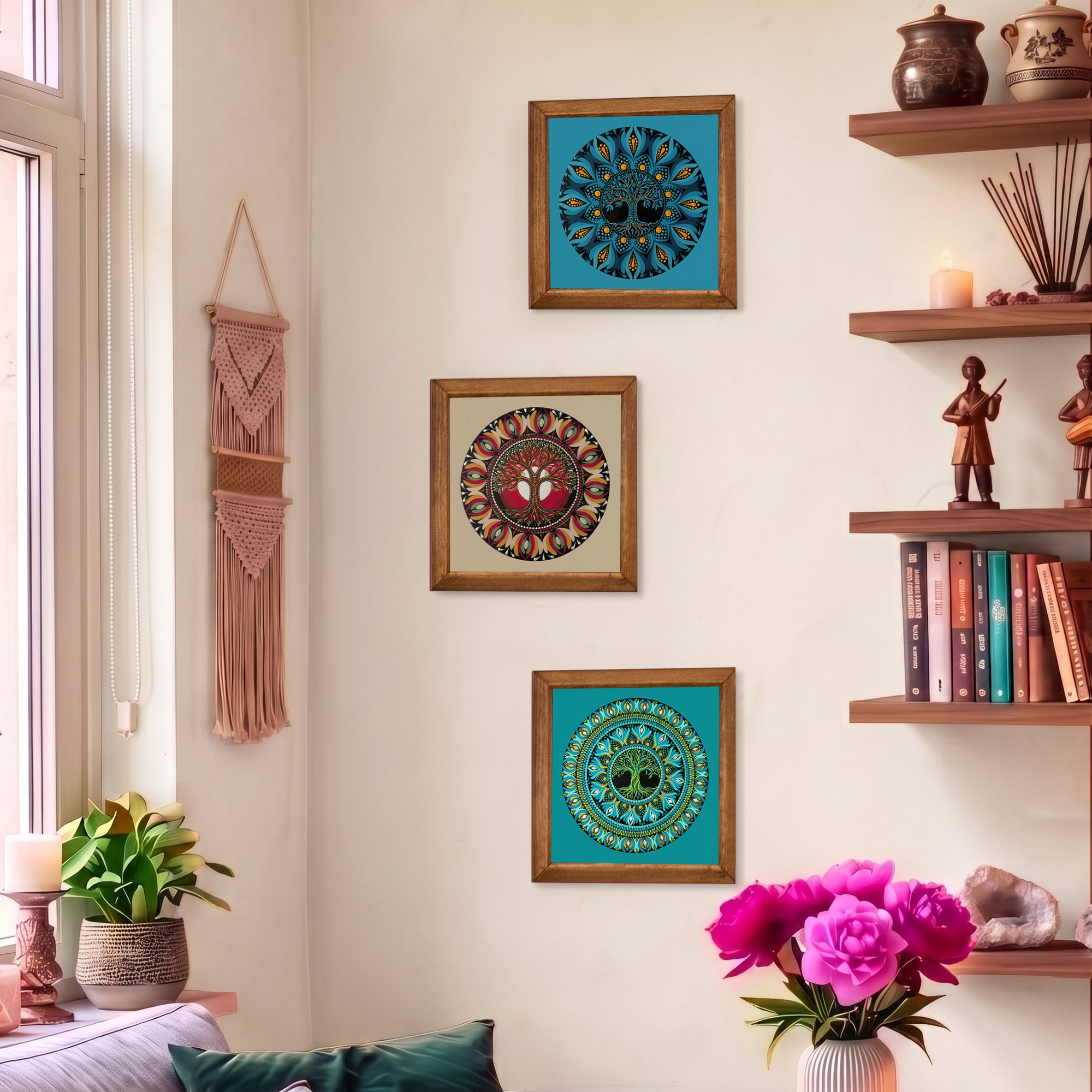 Tree of Life Mandala Trio Stone Wall Art Set