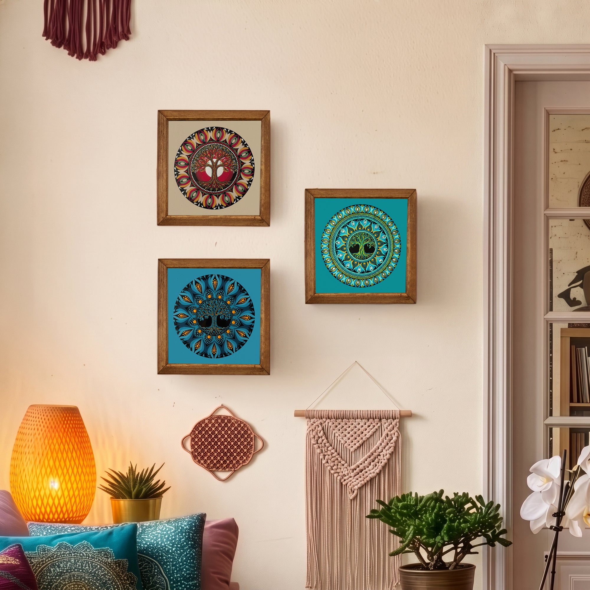 Tree of Life Mandala Trio Stone Wall Art Set
