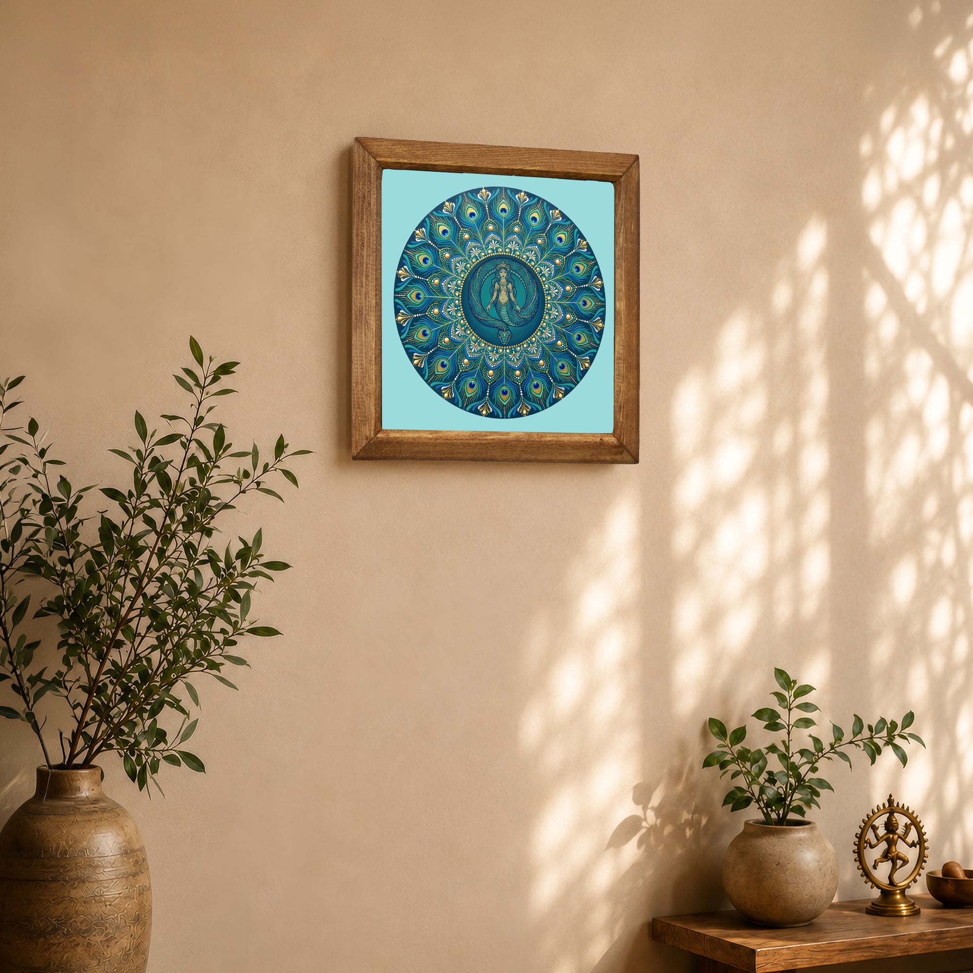 Turquoise Shahmaran Mandala Stone Wall Art