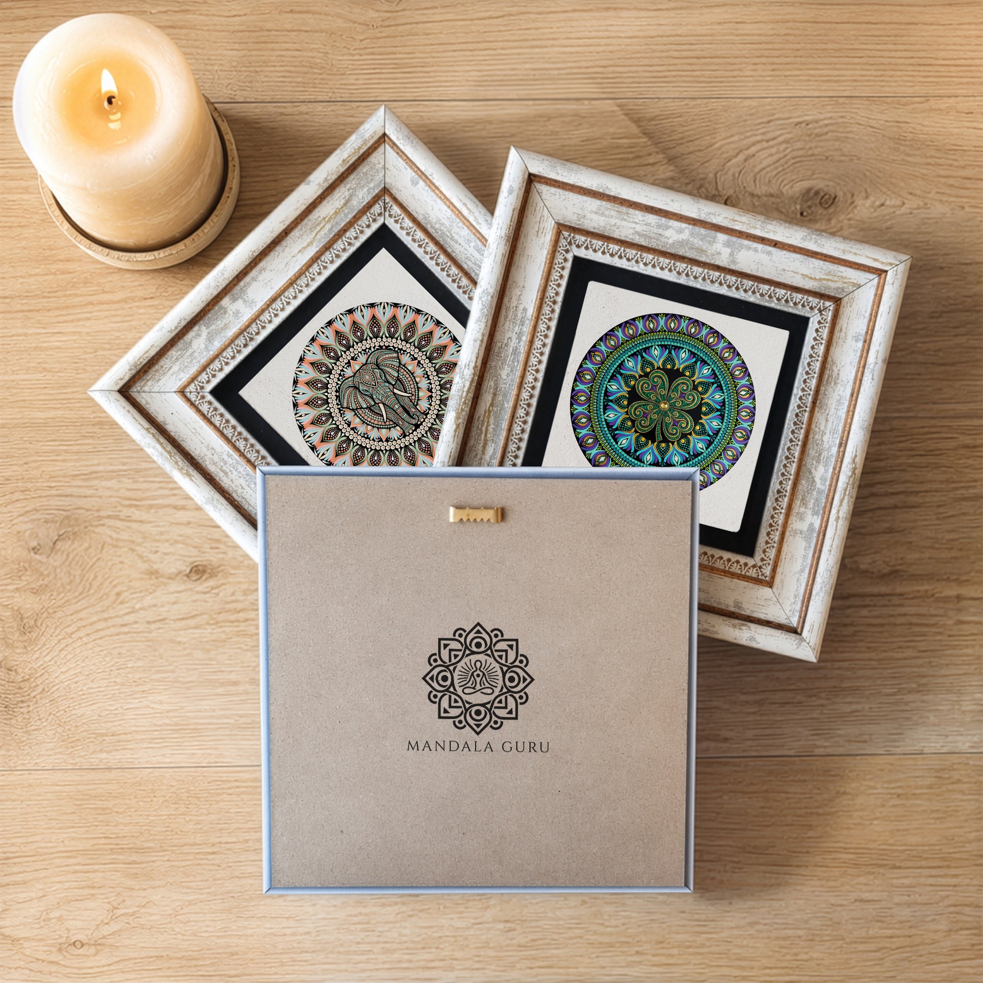 Clover, Elephant &amp; Evil Eye Mandala Trio Wall Art