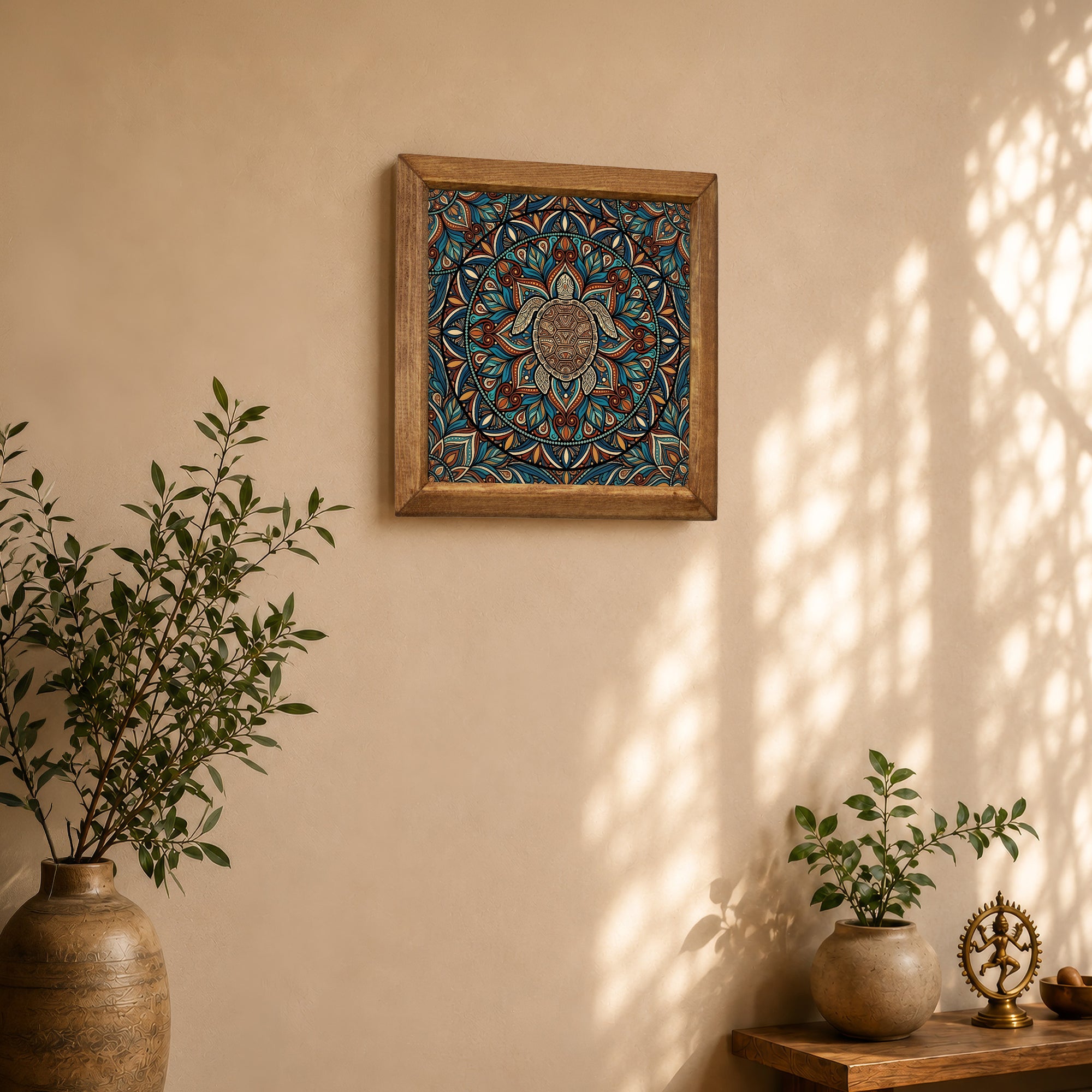 Sand Turtle Mandala Stone Wall Art