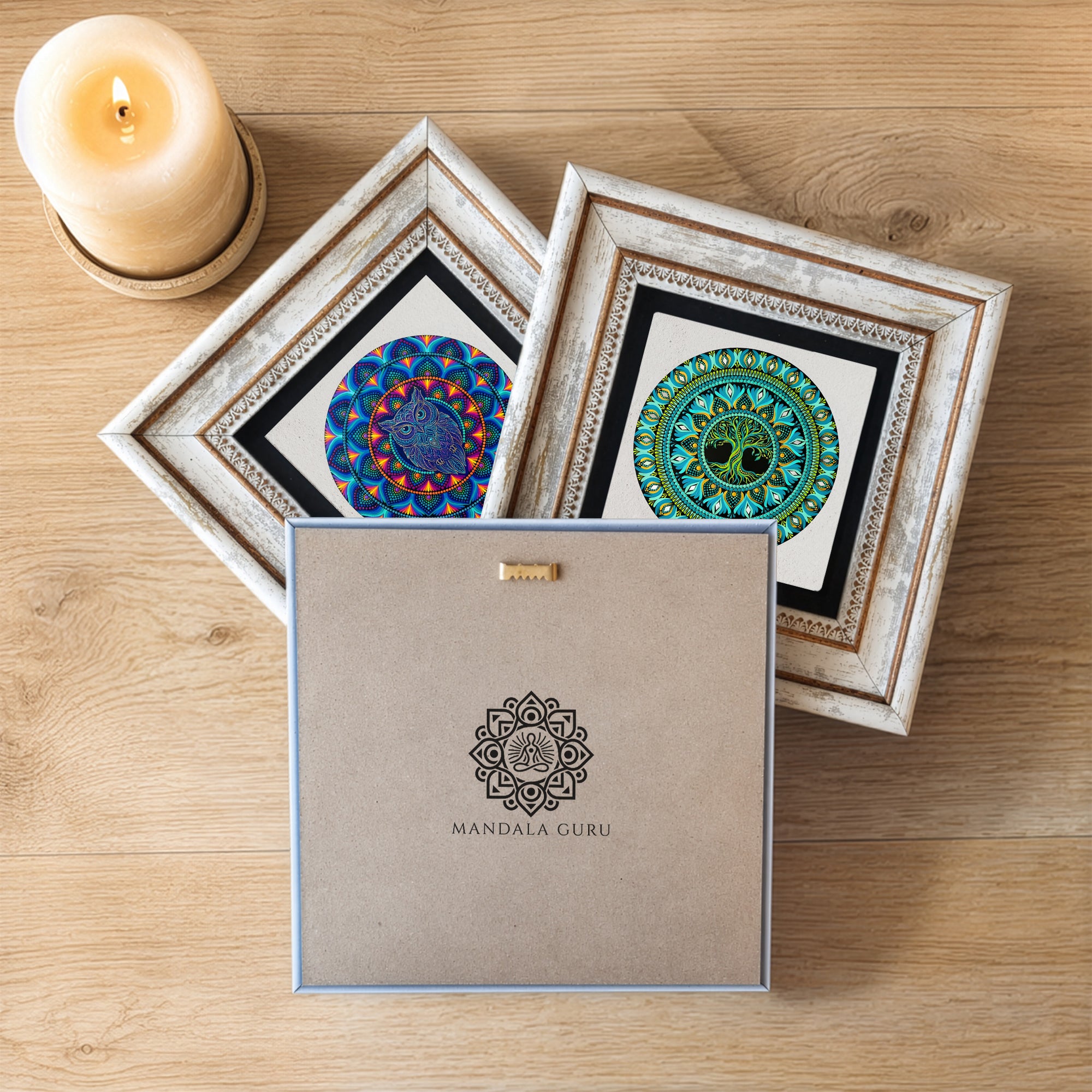 Elephant Owl Tree of Life Mandala Trio Wall Art