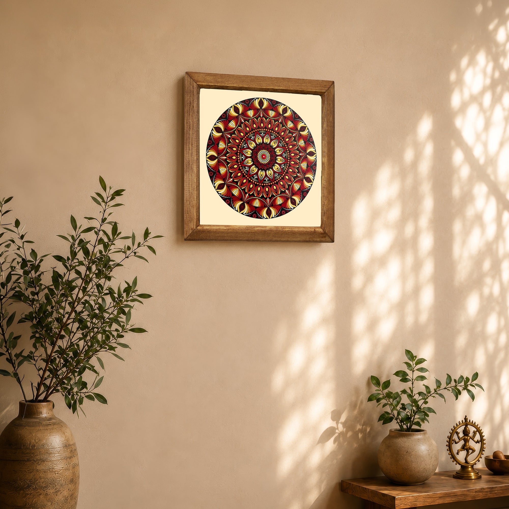 Ruby Bloom Mandala Stone Wall Art