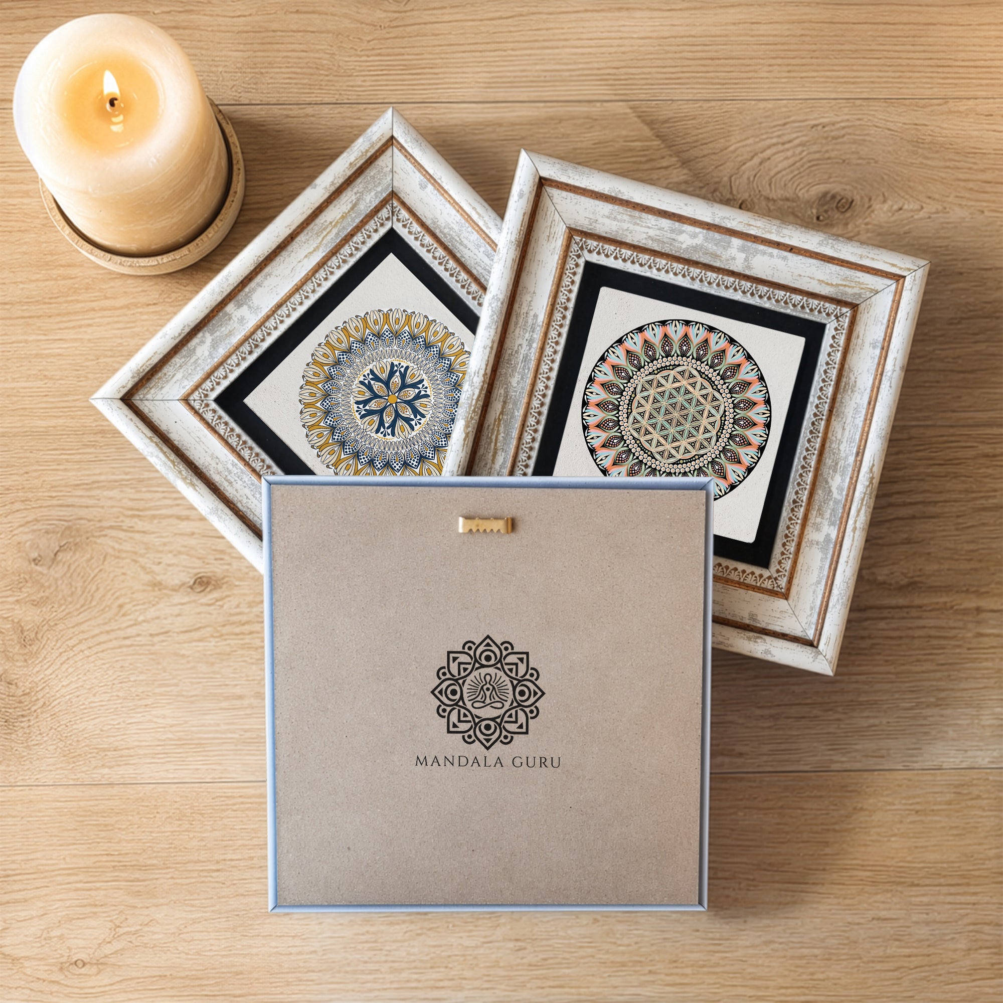 Flower of Life Turtle Floral Mandala Trio Wall Art